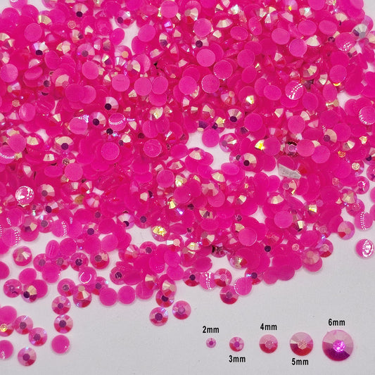 Bulk AB Jelly Flatback Resin Acrylic Rhinestones Non-Hotfix Hot Pink 2mm 3mm 4mm 5mm 6mm