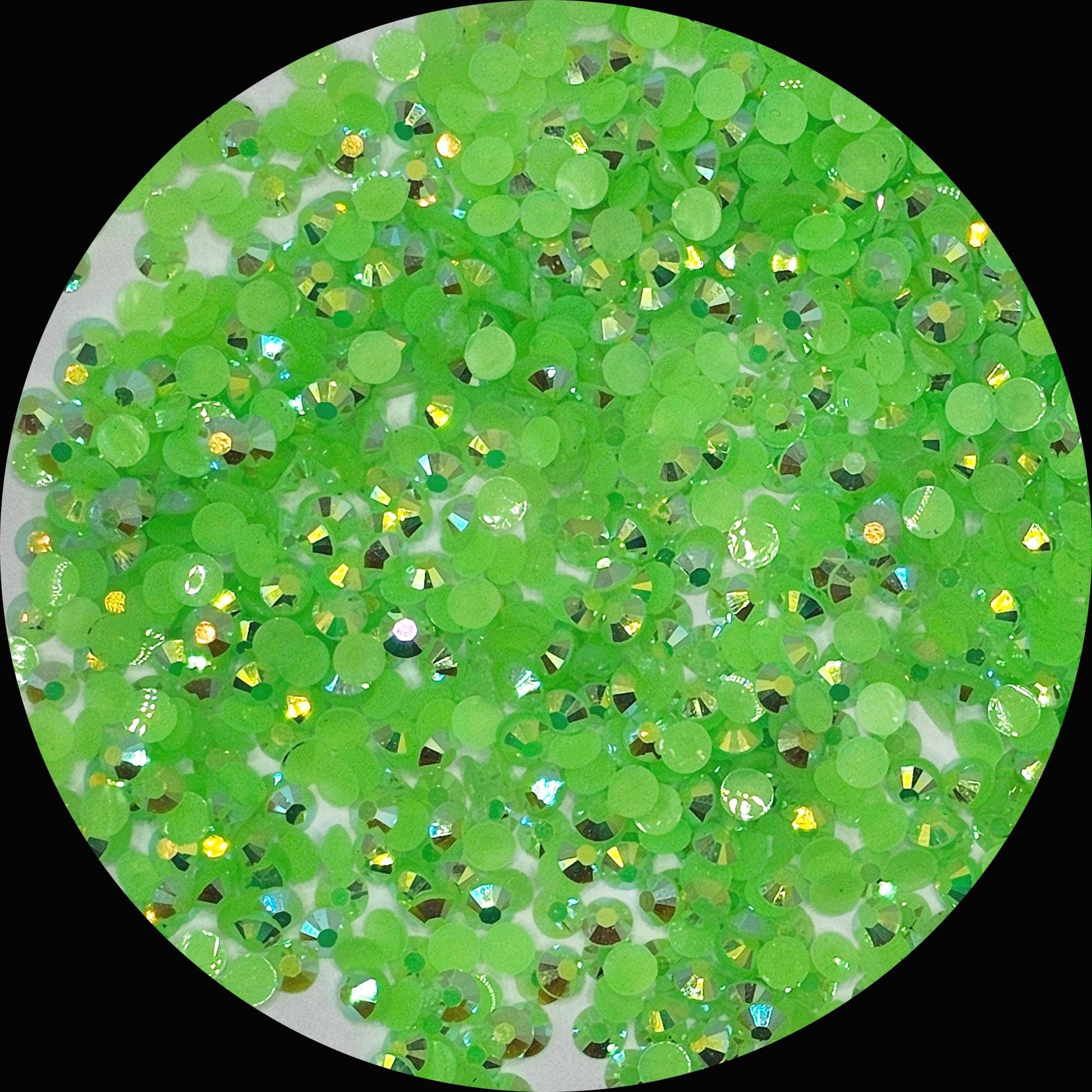 Bulk AB Jelly Flatback Resin Acrylic Rhinestones Non-Hotfix Lime Green 2mm 3mm 4mm 5mm 6mm