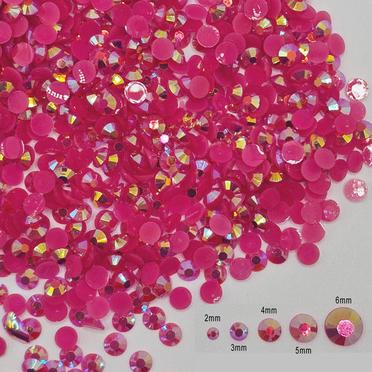 Bulk AB Jelly Flatback Resin Acrylic Rhinestones Non-Hotfix Dark Pink 2mm 3mm 4mm 5mm 6mm