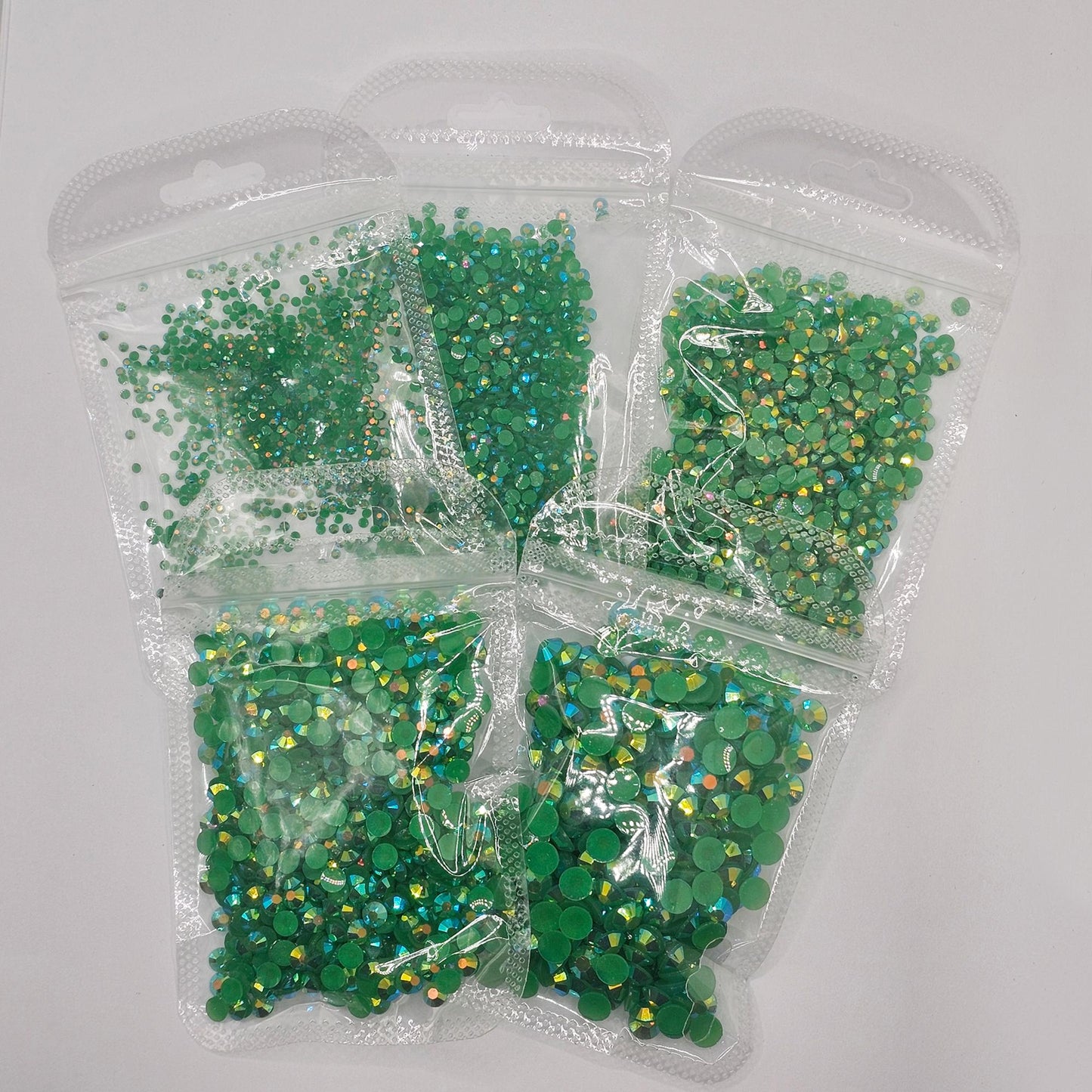 Bulk AB Jelly Flatback Resin Acrylic Rhinestones Non-Hotfix Emerald Green 2mm 3mm 4mm 5mm 6mm
