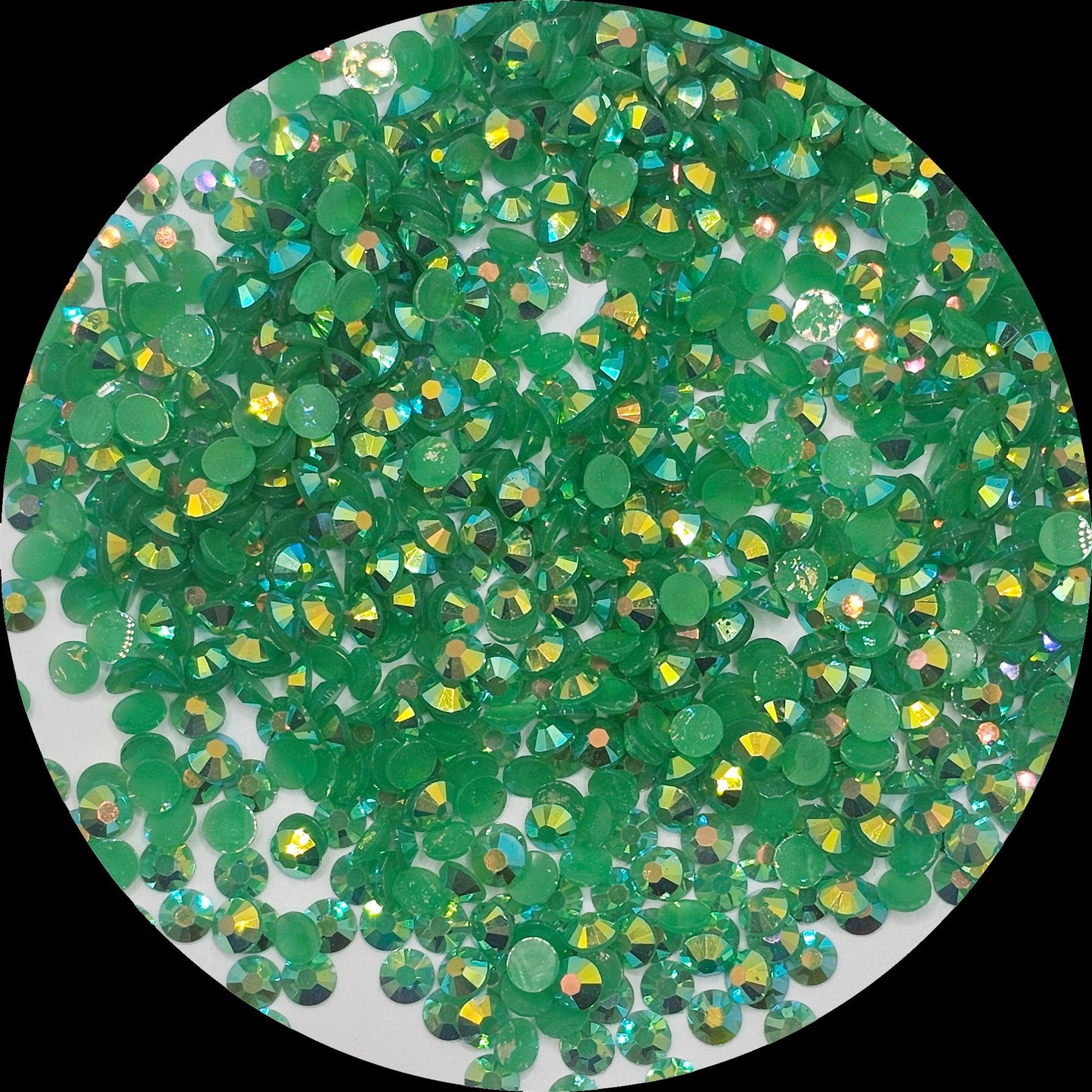 Bulk AB Jelly Flatback Resin Acrylic Rhinestones Non-Hotfix Emerald Green 2mm 3mm 4mm 5mm 6mm