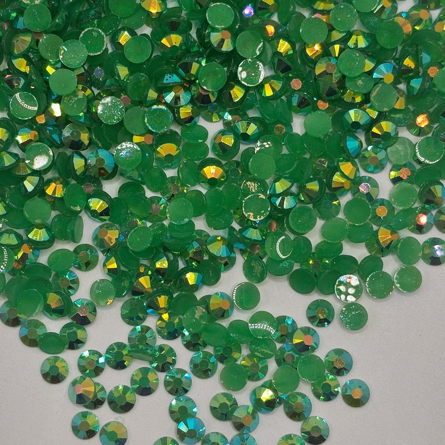 Bulk AB Jelly Flatback Resin Acrylic Rhinestones Non-Hotfix Emerald Green 2mm 3mm 4mm 5mm 6mm