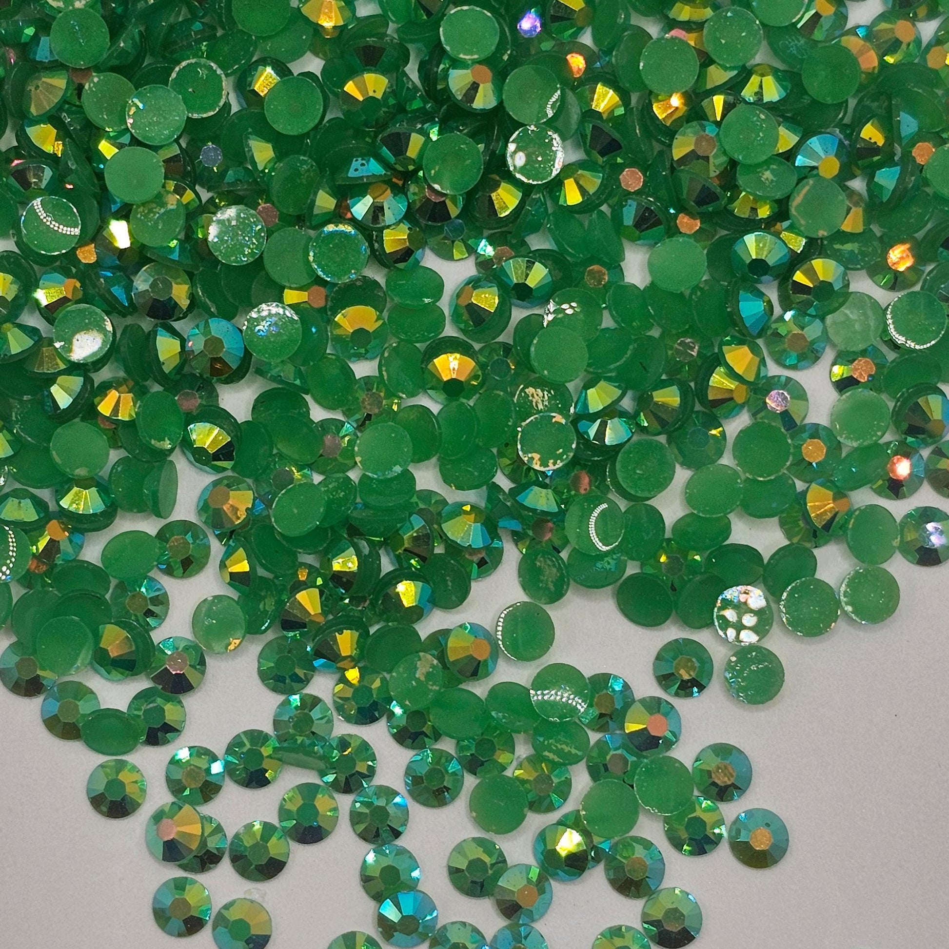Bulk AB Jelly Flatback Resin Acrylic Rhinestones Non-Hotfix Emerald Green 2mm 3mm 4mm 5mm 6mm