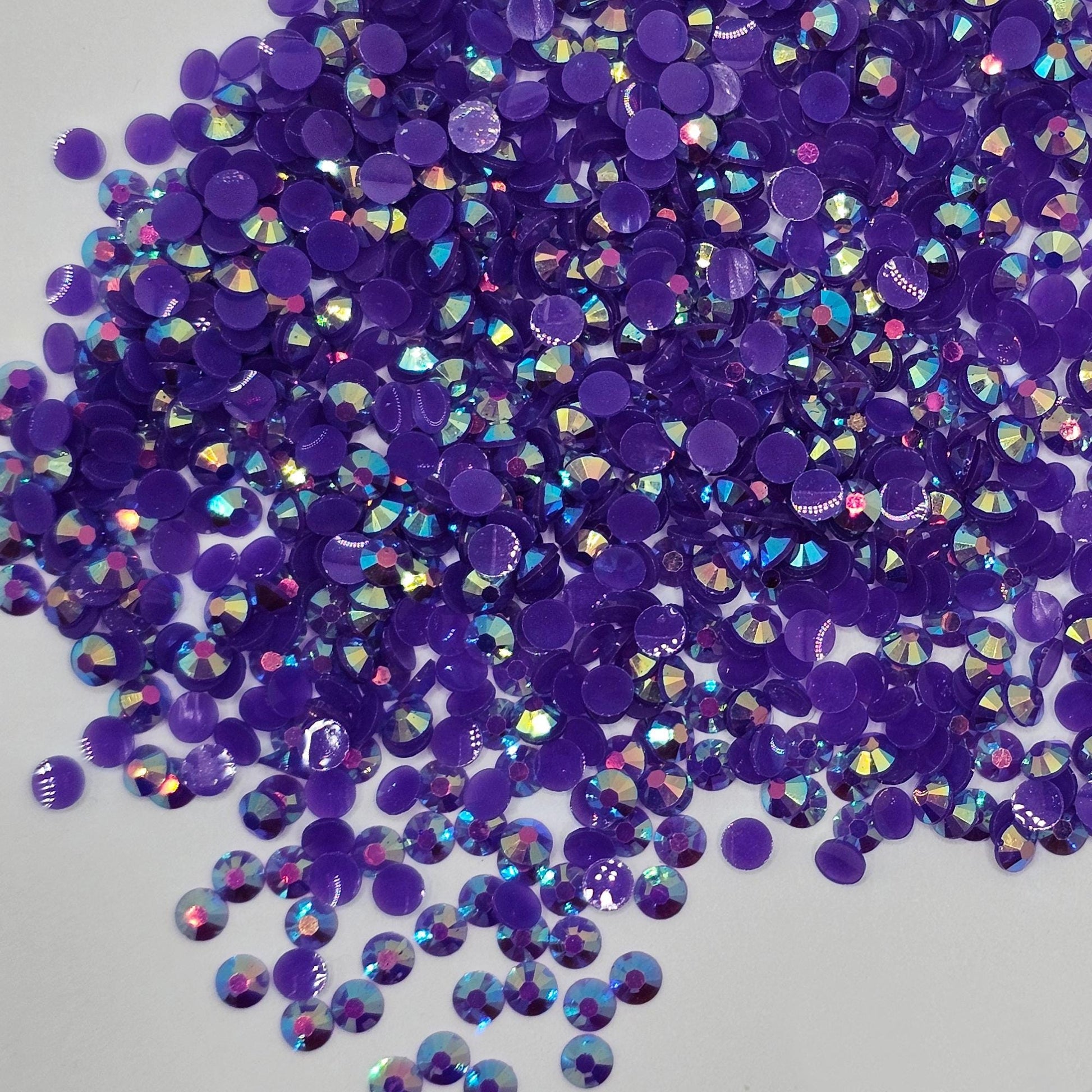 Bulk AB Jelly Flatback Resin Acrylic Rhinestones Non-Hotfix Dark Purple 2mm 3mm 4mm 5mm 6mm