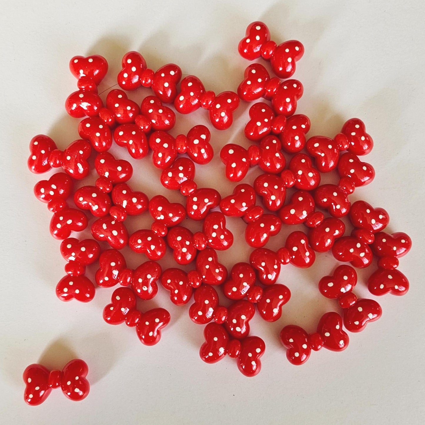 5/10/25 Pcs Small Polka dot Red White Bowknot Cute Bow Cabochons #CAB155