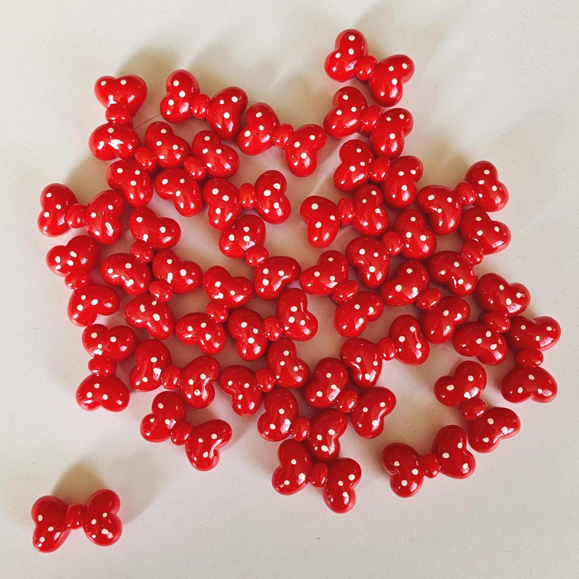 5/10/25 Pcs Small Polka dot Red White Bowknot Cute Bow Cabochons #CAB155