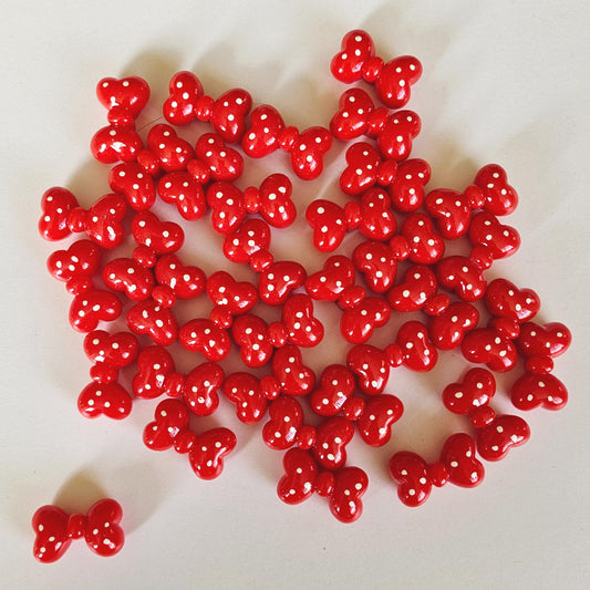 5/10/25 Pcs Small Polka dot Red White Bowknot Cute Bow Cabochons #CAB155