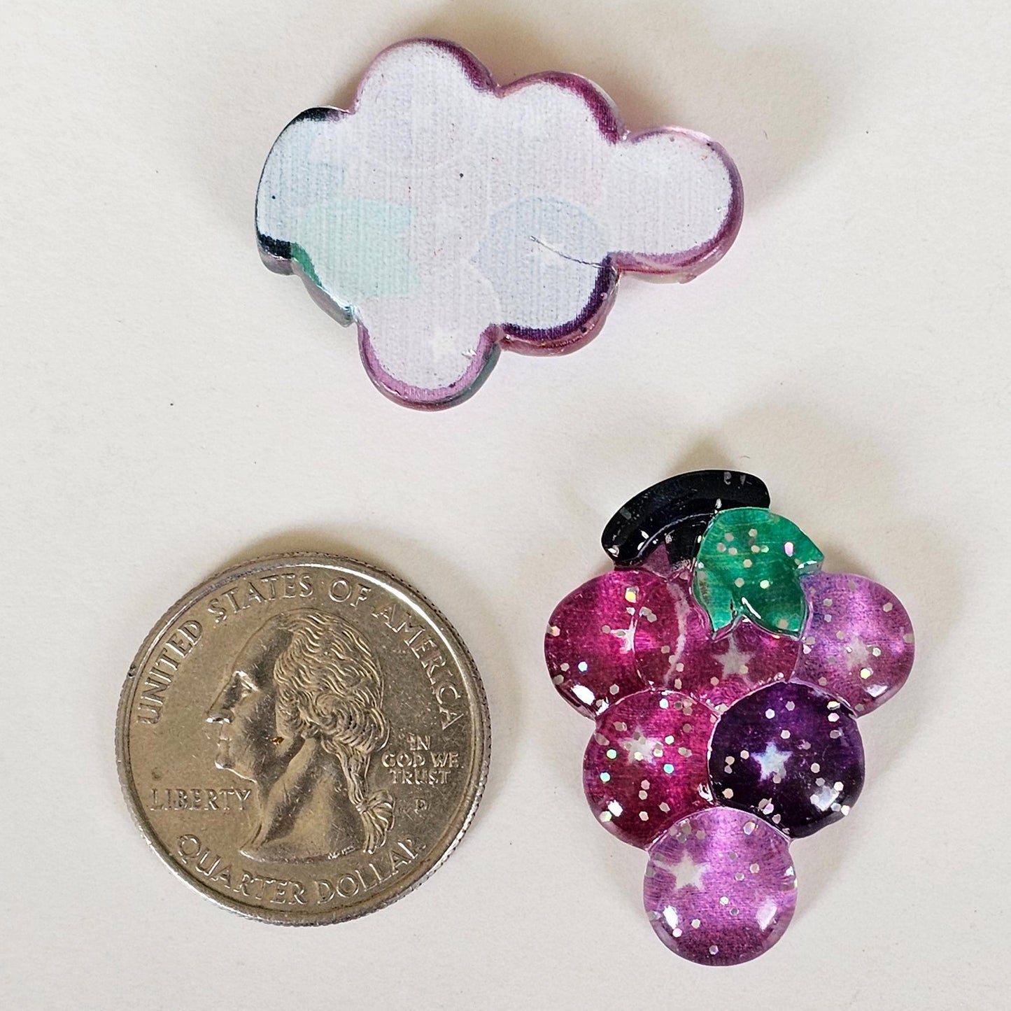5/15 Pcs Transparent Glitter Purple Grapes Cabochon Resin Flatback Fruit Cabochons #CAB157