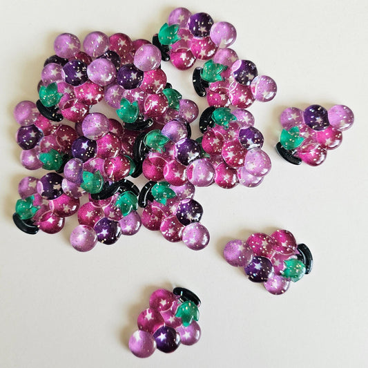5/15 Pcs Transparent Glitter Purple Grapes Cabochon Resin Flatback Fruit Cabochons #CAB157