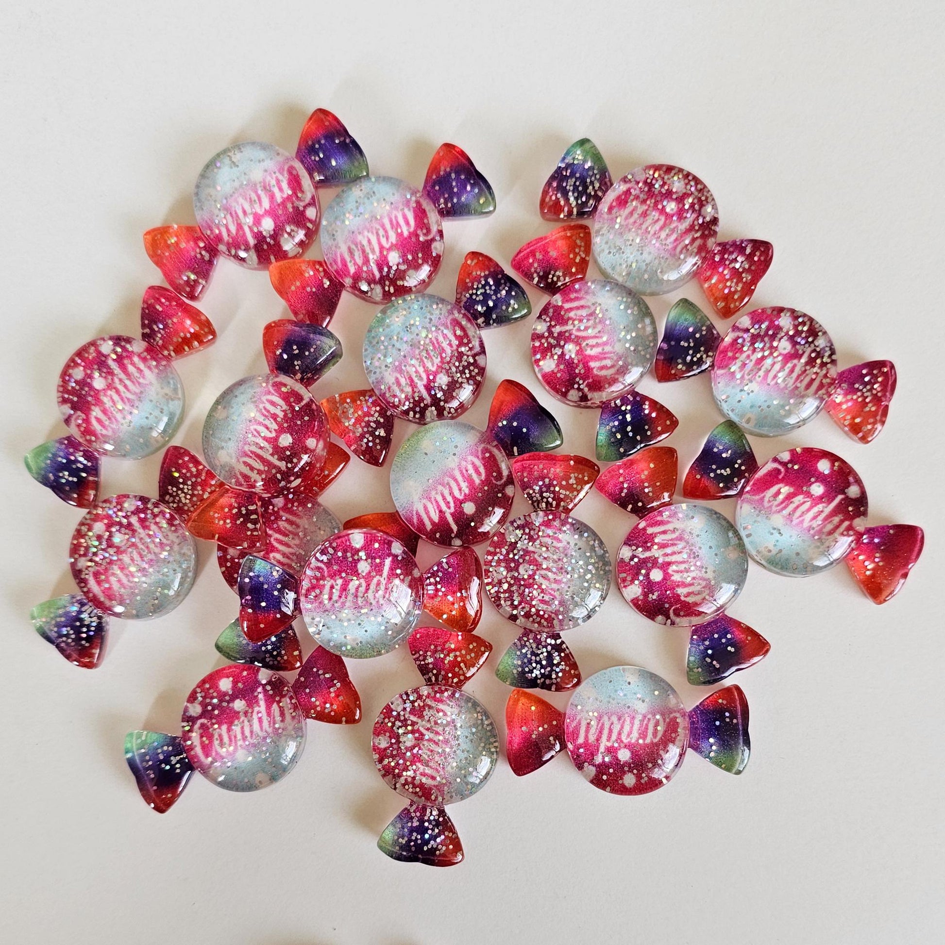 5/15 Pcs Transparent Glitter Candy Cabochon Resin Flatback Cabochons #CAB159