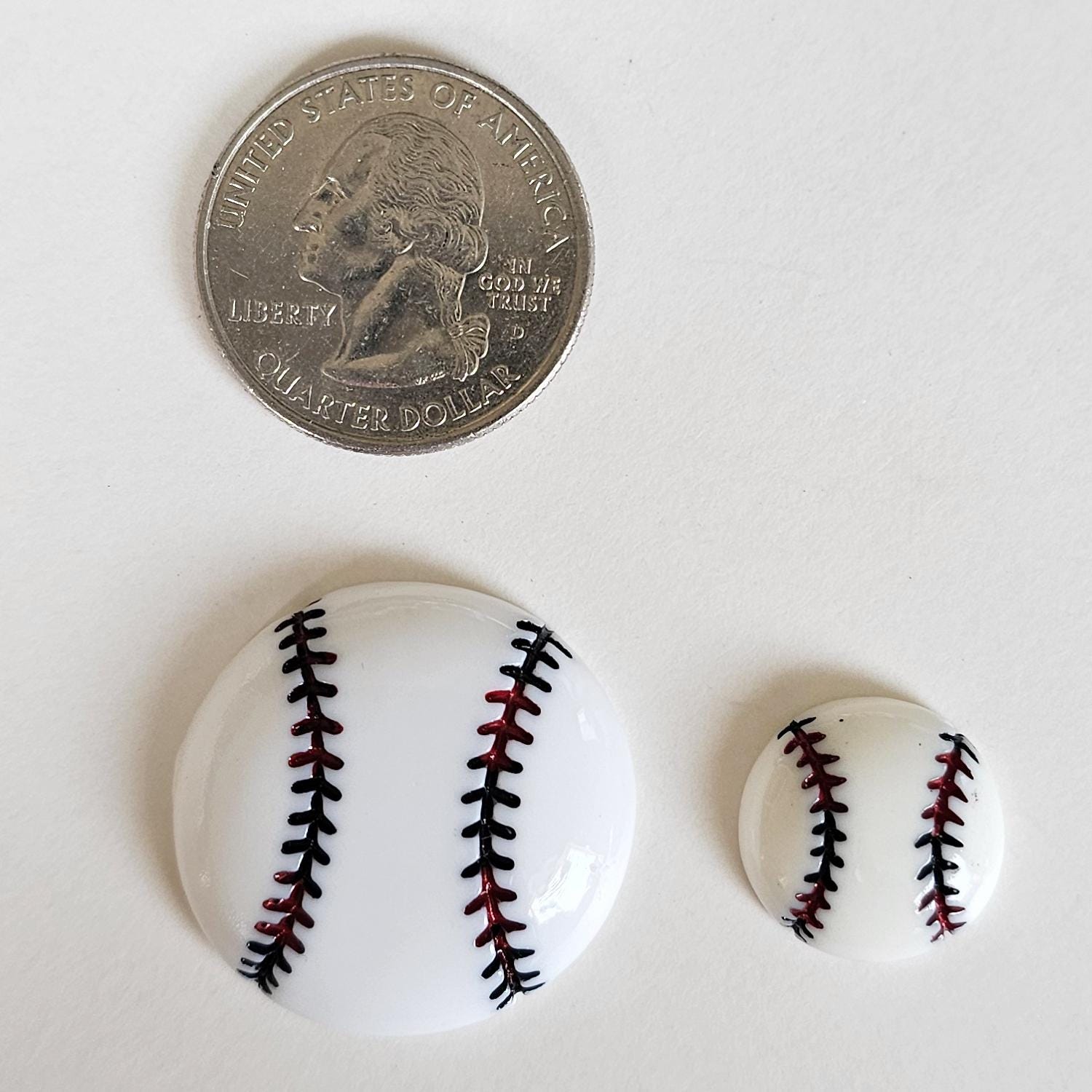 6/15 pcs Baseball Resin Flat Back Cabochons, Flatback Cabochon 27mm 16mm #CAB163