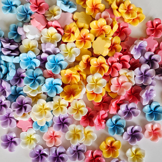 10/30 Pcs Mixed Color Flower Plumeria Resin Flatback Cabochon 25mm #CAB165