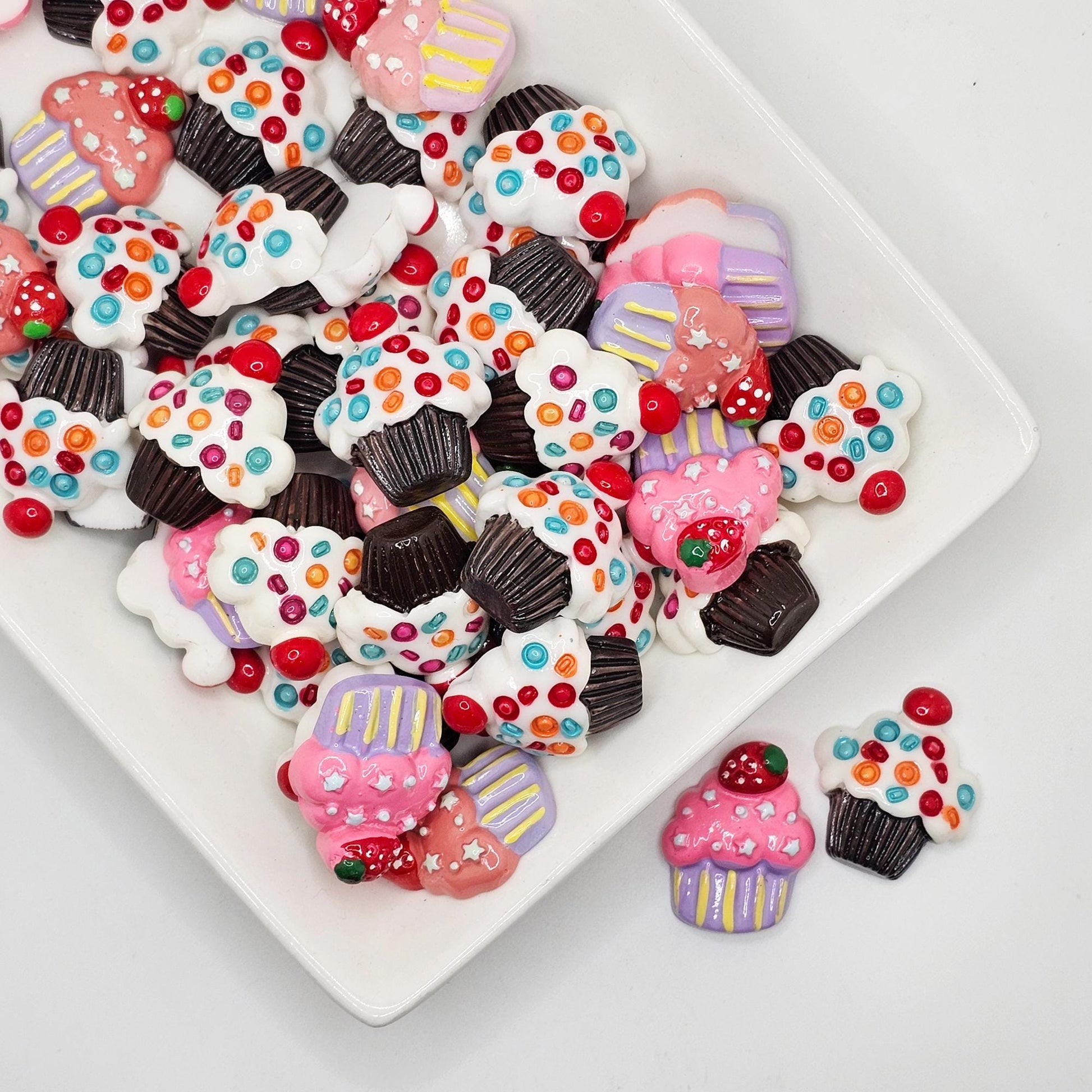 5/15/30 Pcs Cupcake Resin Flat Back Cabochons Cup Cake Cabochon #CAB167