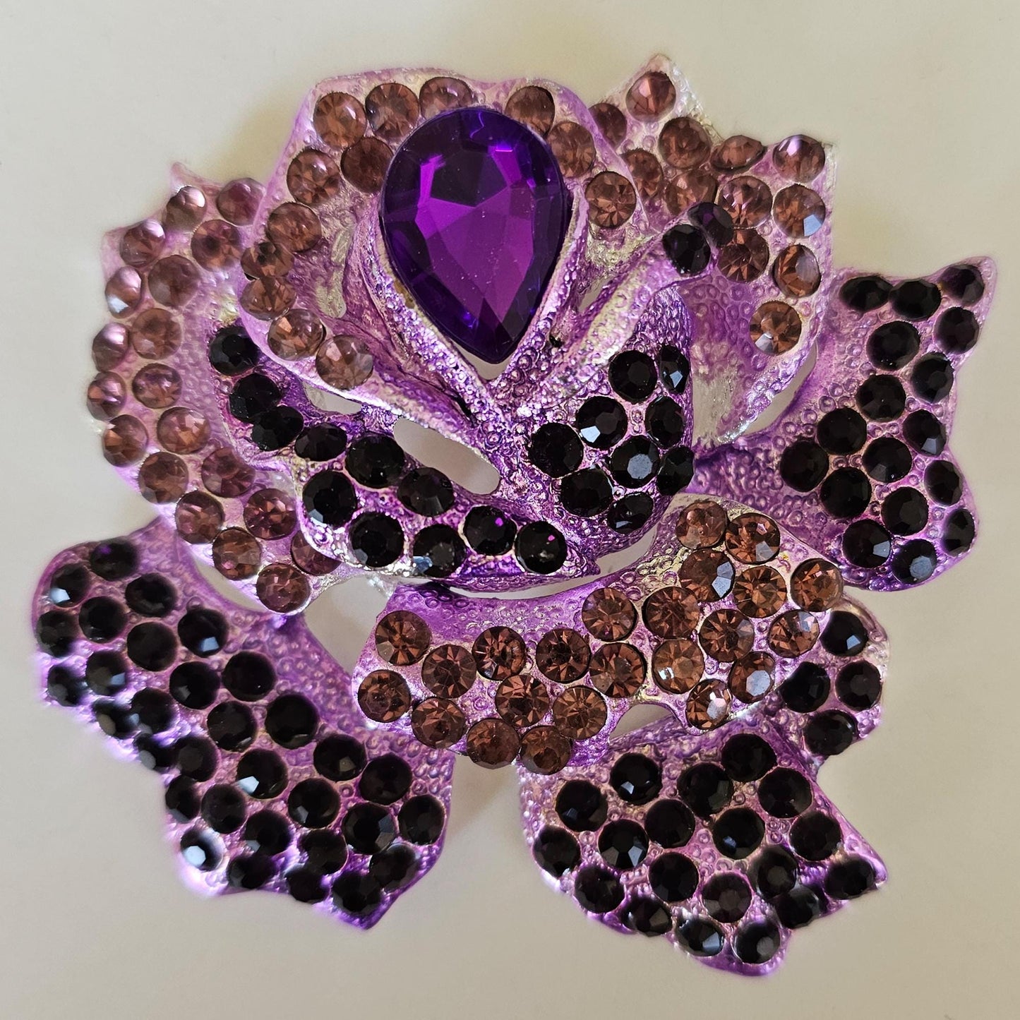 Rhinestone Large Rose Bling Gorgeous Luxury Sparkling Embellishment Cabochon Pendant Charm 85mm X 75mm