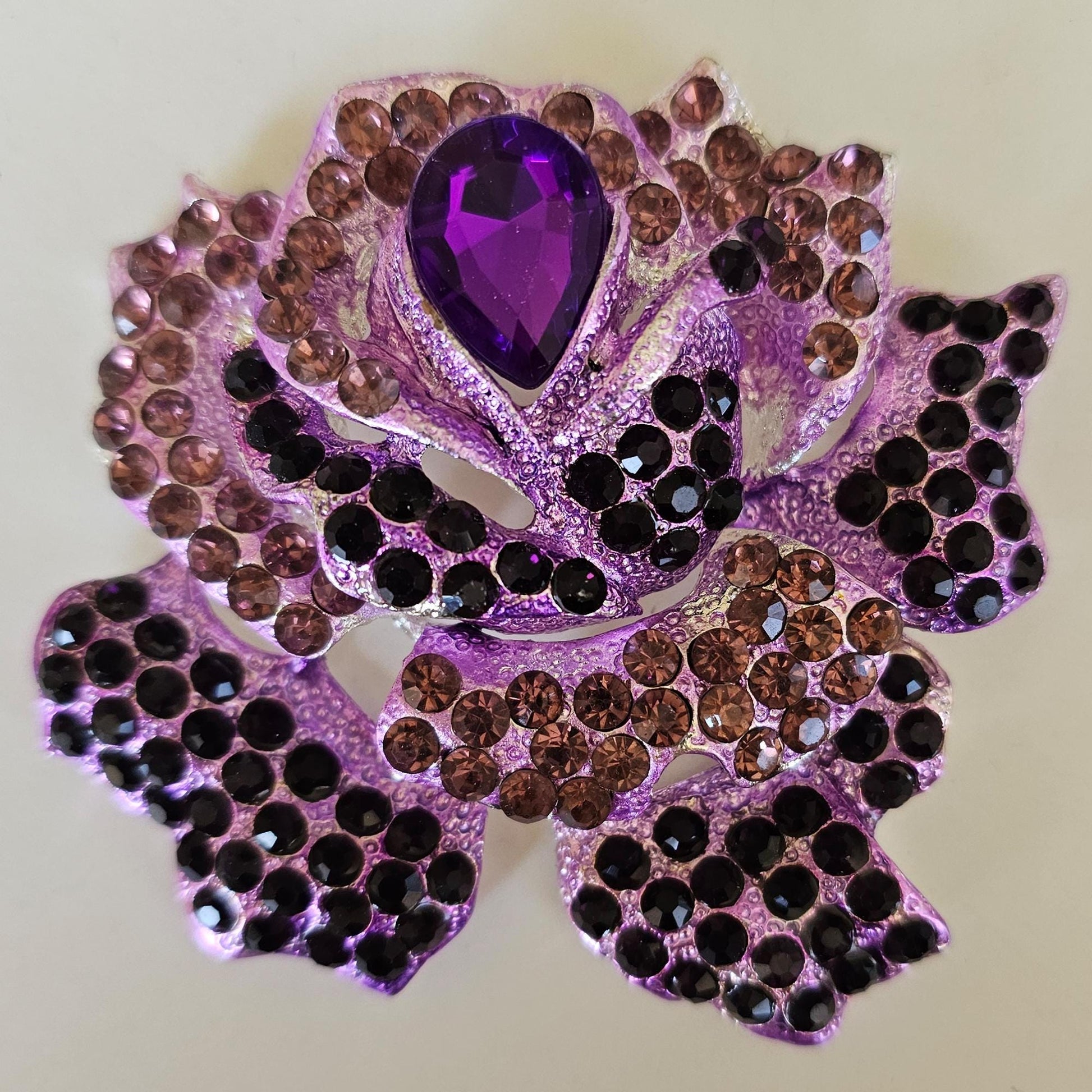 Rhinestone Large Rose Bling Gorgeous Luxury Sparkling Embellishment Cabochon Pendant Charm 85mm X 75mm