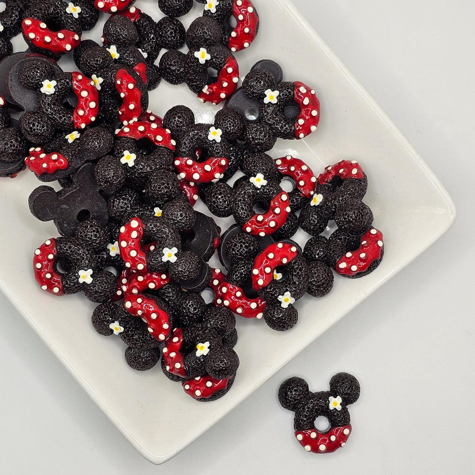 5/15/30 Pcs Mouse Head Donut Resin Flat Back Cabochons Mouse Polka Dot Chocolate Donuts Flatback Cabochon #CAB169