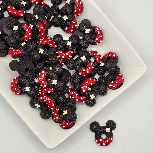 5/15/30 Pcs Mouse Head Donut Resin Flat Back Cabochons Mouse Polka Dot Chocolate Donuts Flatback Cabochon #CAB169