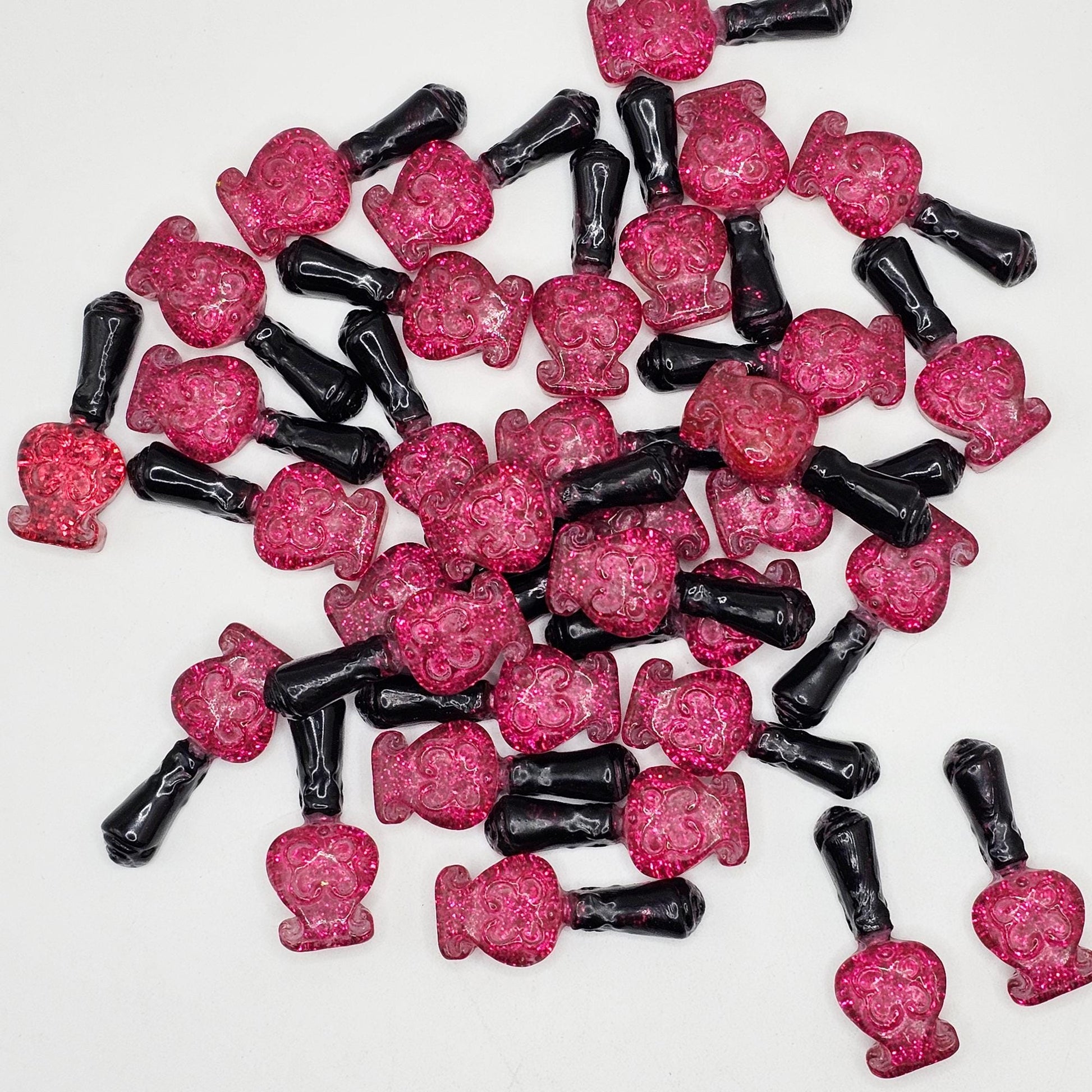 5/10/25 Pcs Glitter Nail Polish Resin Flat Back Cabochons , Flatback Cabochon #CAB170