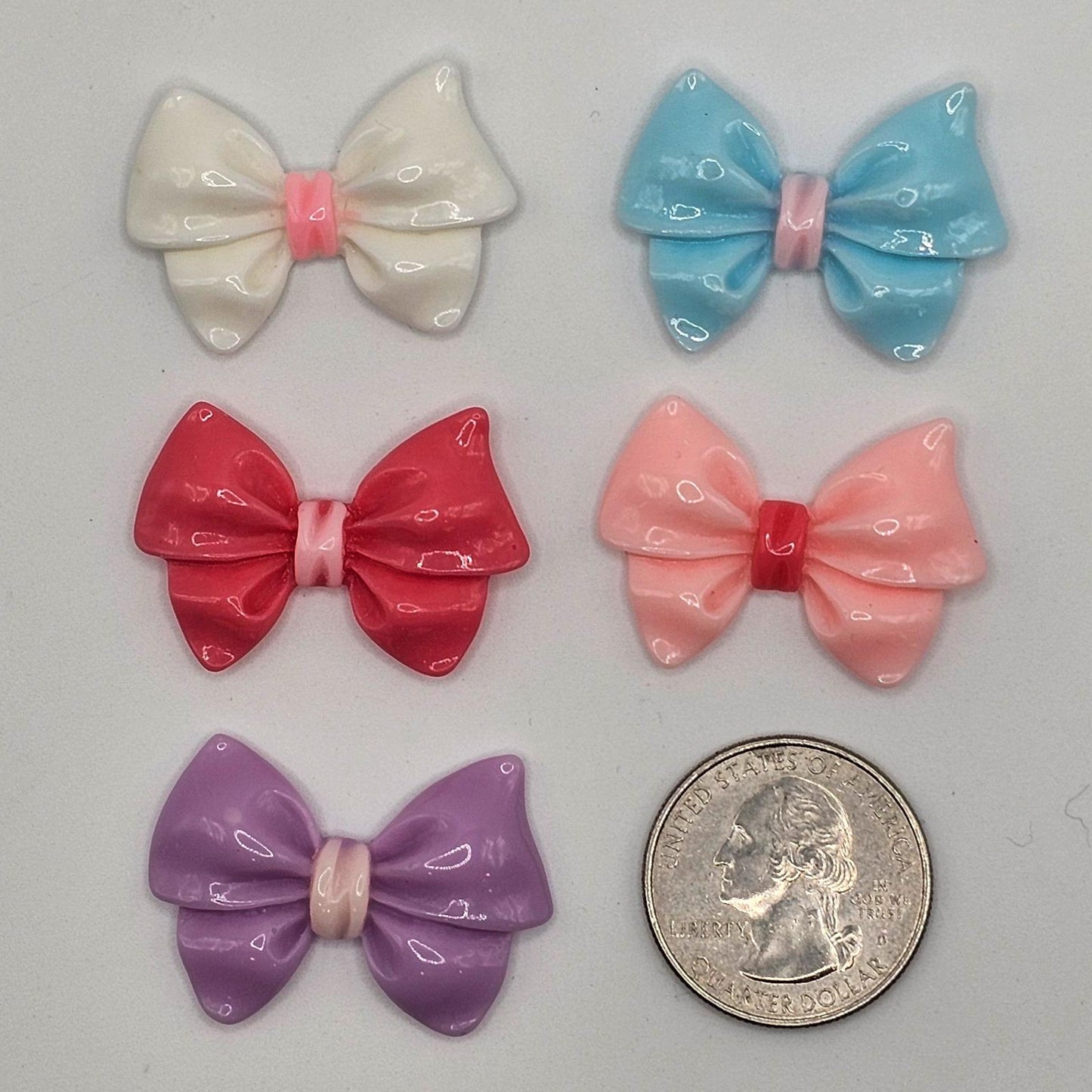 6/20 Pcs Gloss Finished Bow Embellishments Resin Flat Back Cabochon, Flatback Cabochons #CAB173