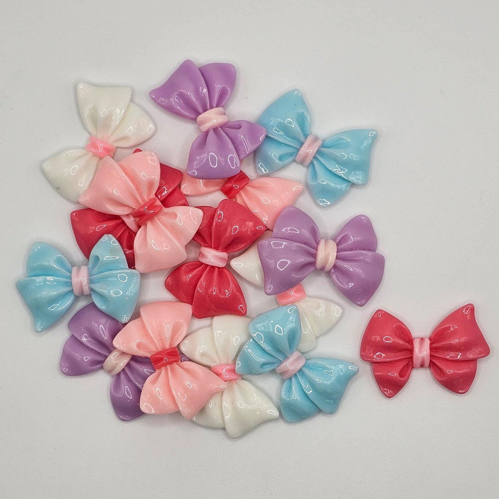 6/20 Pcs Gloss Finished Bow Embellishments Resin Flat Back Cabochon, Flatback Cabochons #CAB173