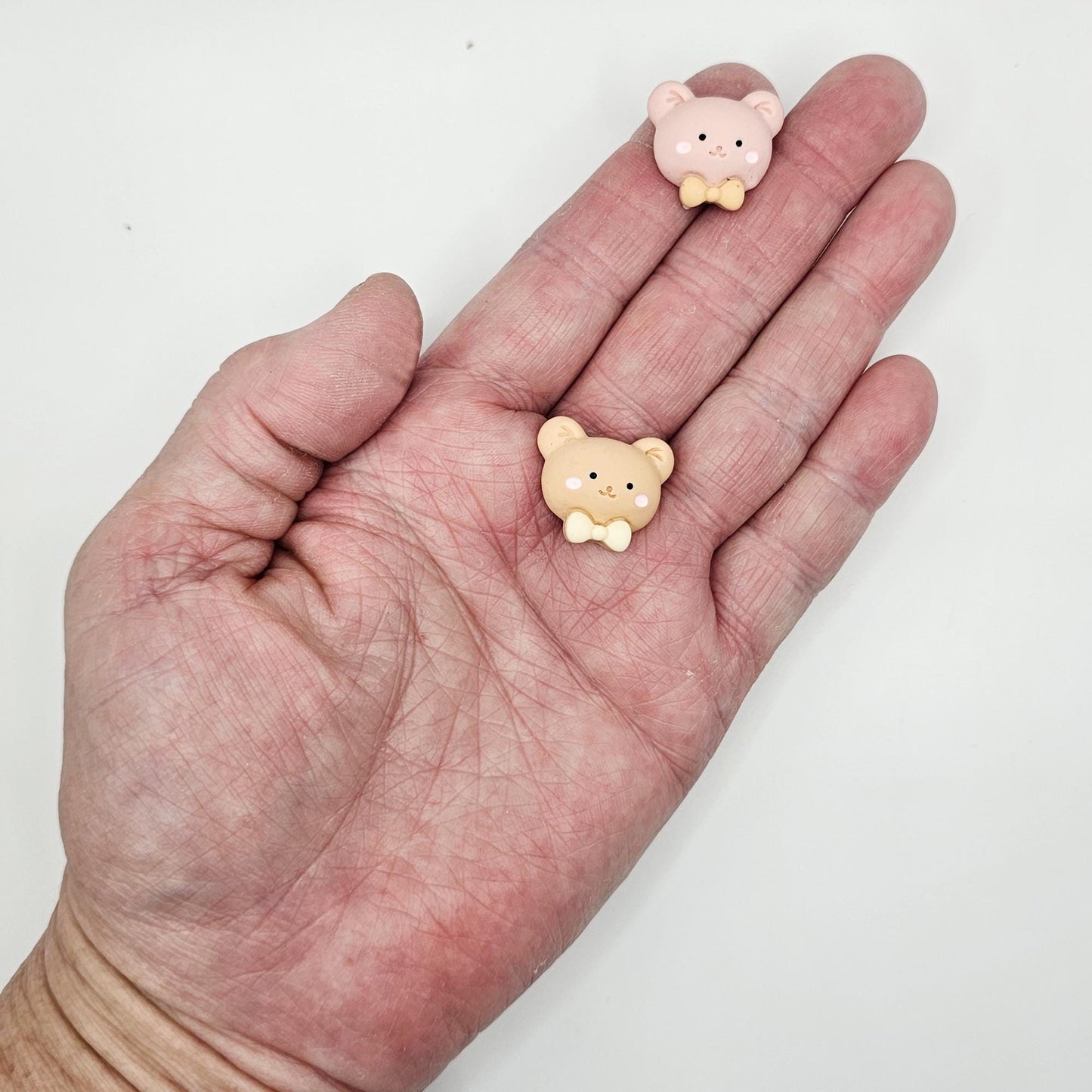 5/15/25 Pcs Cute Bear Head Bow Flat Back Resin Cabochons, Kawaii Flatback Cabochon #CAB174