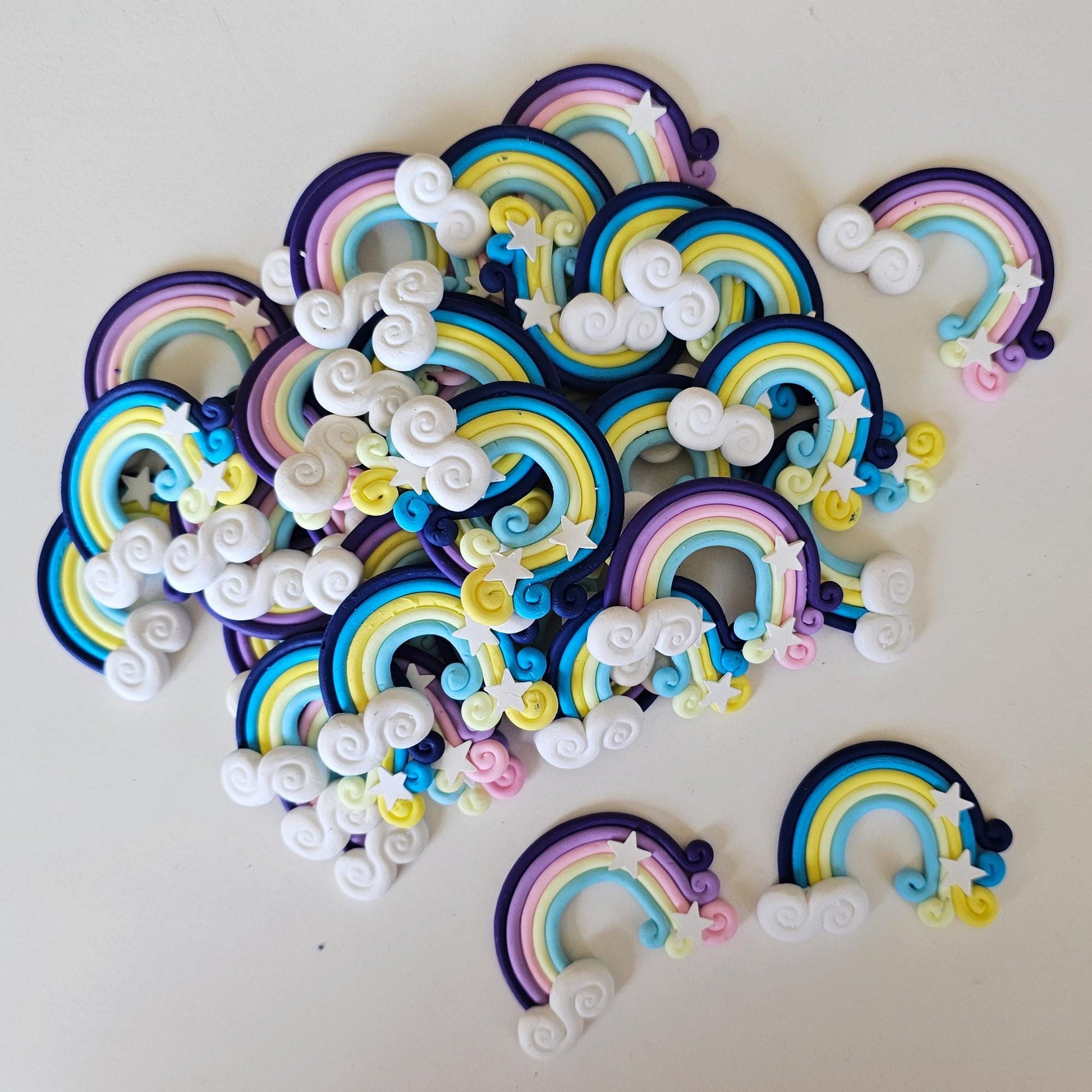 5 Pcs Rainbow Polymer Clay Cabochons, Kawaii Embellishment Accessory Cabochon #CAB176