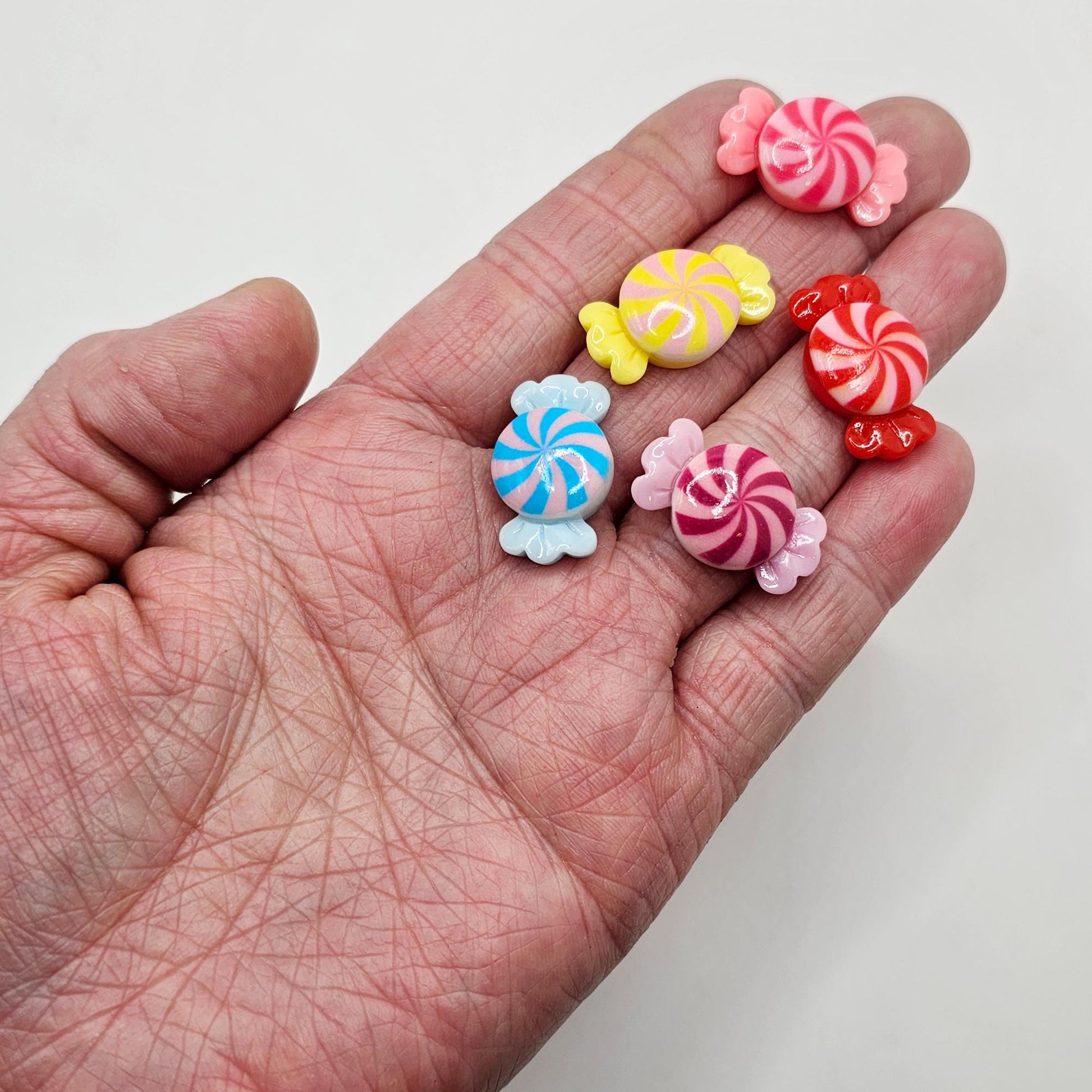 10/30 Pcs Swirl Peppermint Candy Cabochon Resin Flatback Cabochons #CAB182