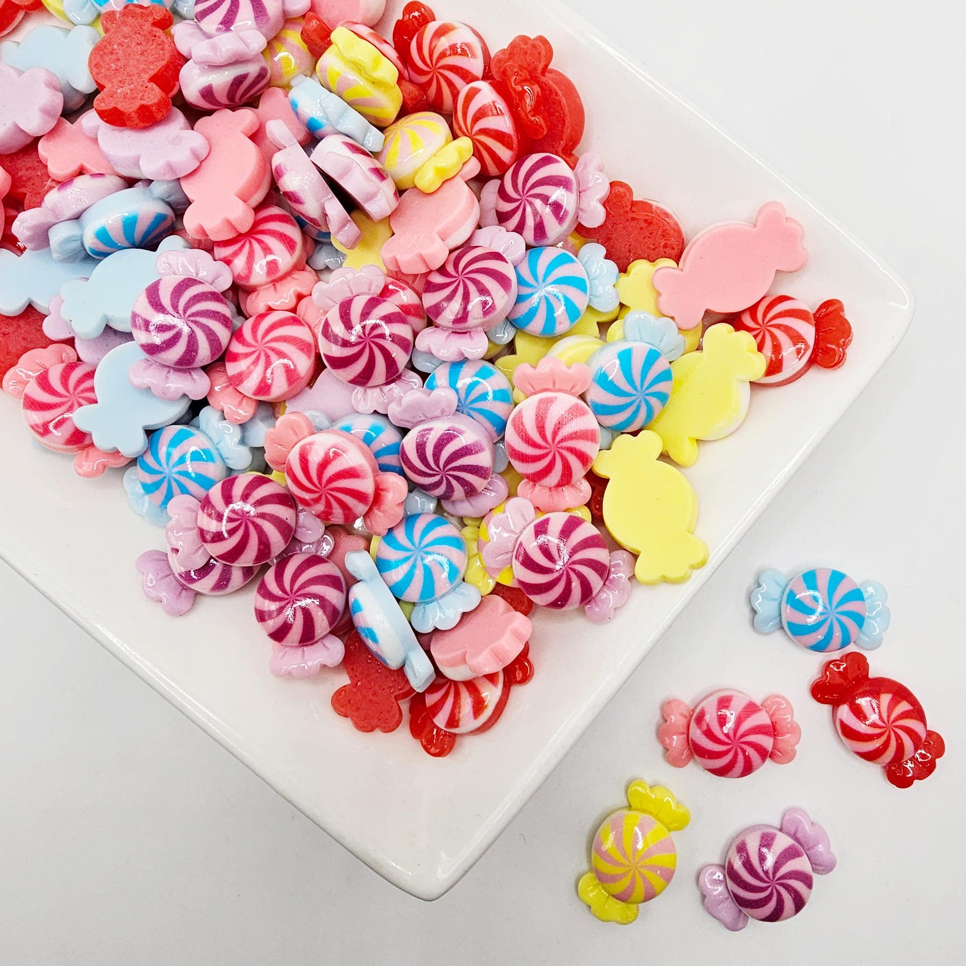 10/30 Pcs Swirl Peppermint Candy Cabochon Resin Flatback Cabochons #CAB182