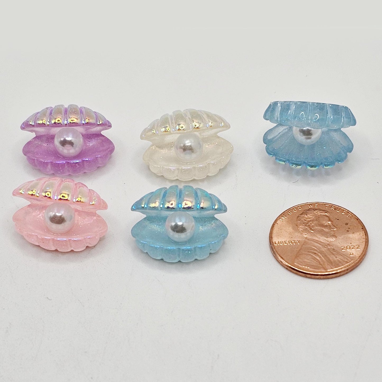 8 Pcs Iridescent Holographic Seashell Pearl Resin Flatback Cabochons, Sea Shell Pearl Cabochon #CAB184