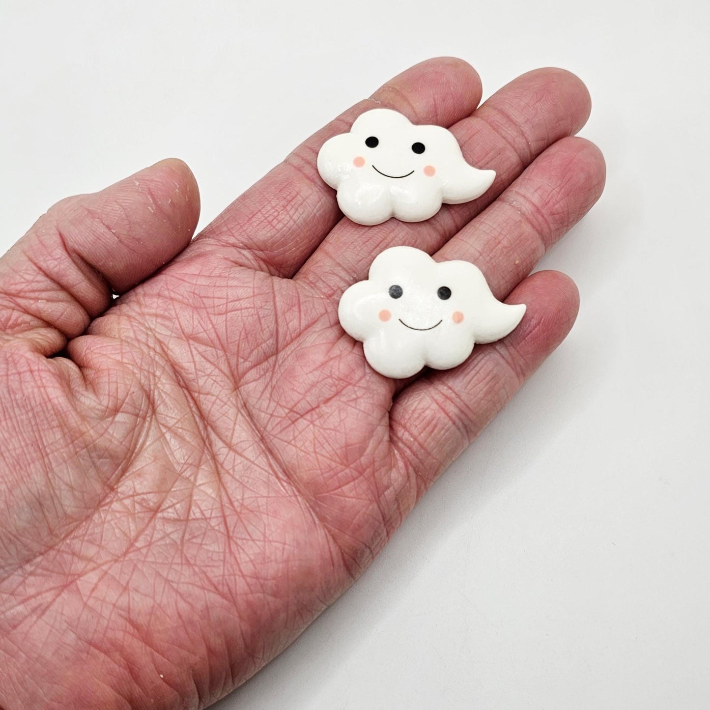 8/20 Pcs Smiley Face White Cloud Flatback Cabochons 3D Puffy Fluffy Kawaii Emojis Cloud Cabochon #CAB 185