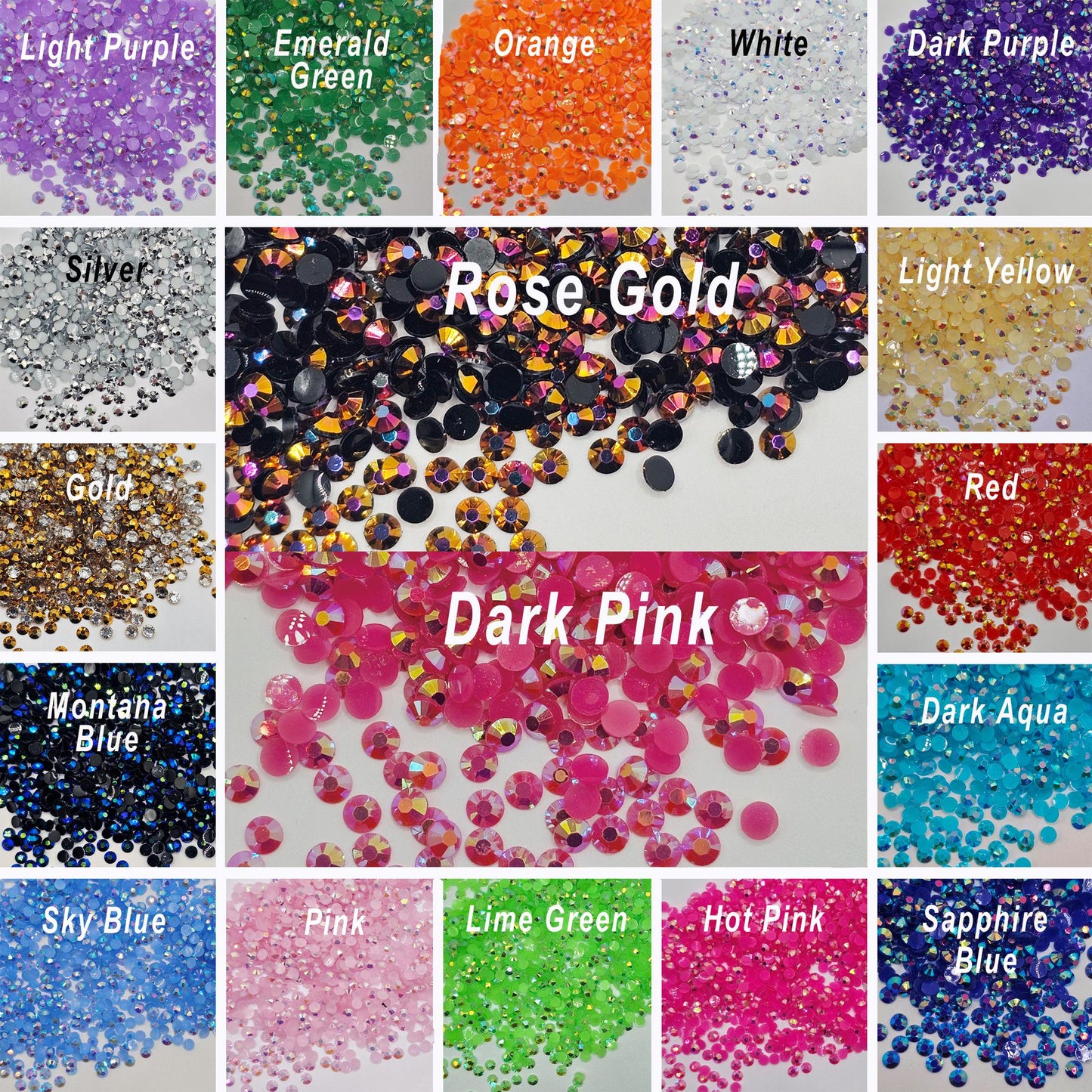 AB Jelly Flatback Resin Acrylic Rhinestones Non-Hotfix 1000pcs/2mm, 1000 Pcs/3mm, 1000Pcs/4mm, 800 Pcs/5mm, 500 Pcs/6mm
