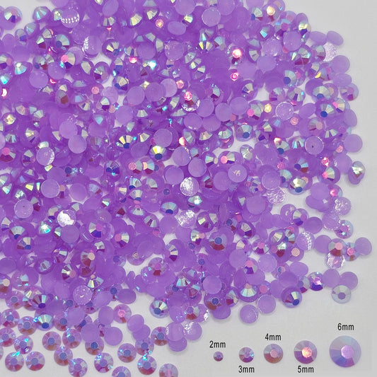 Bulk AB Jelly Flatback Resin Acrylic Rhinestones Non-Hotfix Light Purple 2mm 3mm 4mm 5mm 6mm