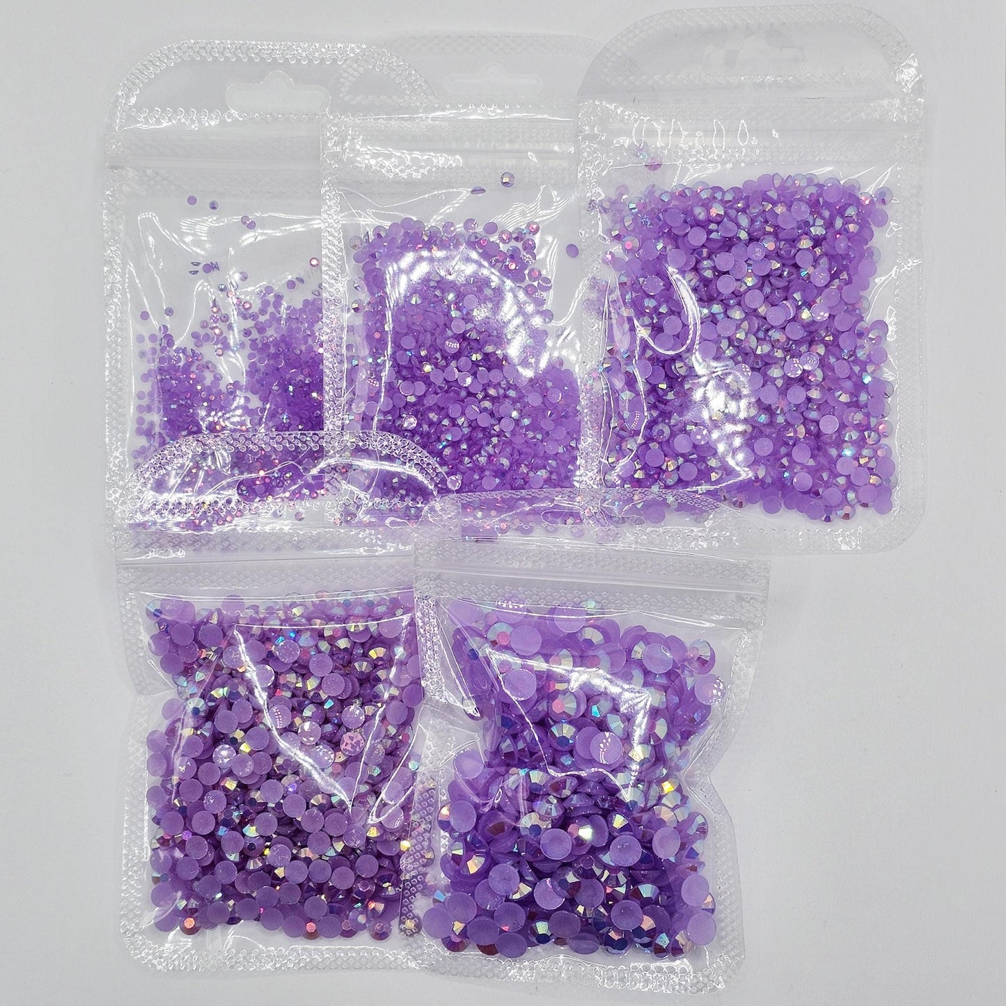 Bulk AB Jelly Flatback Resin Acrylic Rhinestones Non-Hotfix Light Purple 2mm 3mm 4mm 5mm 6mm