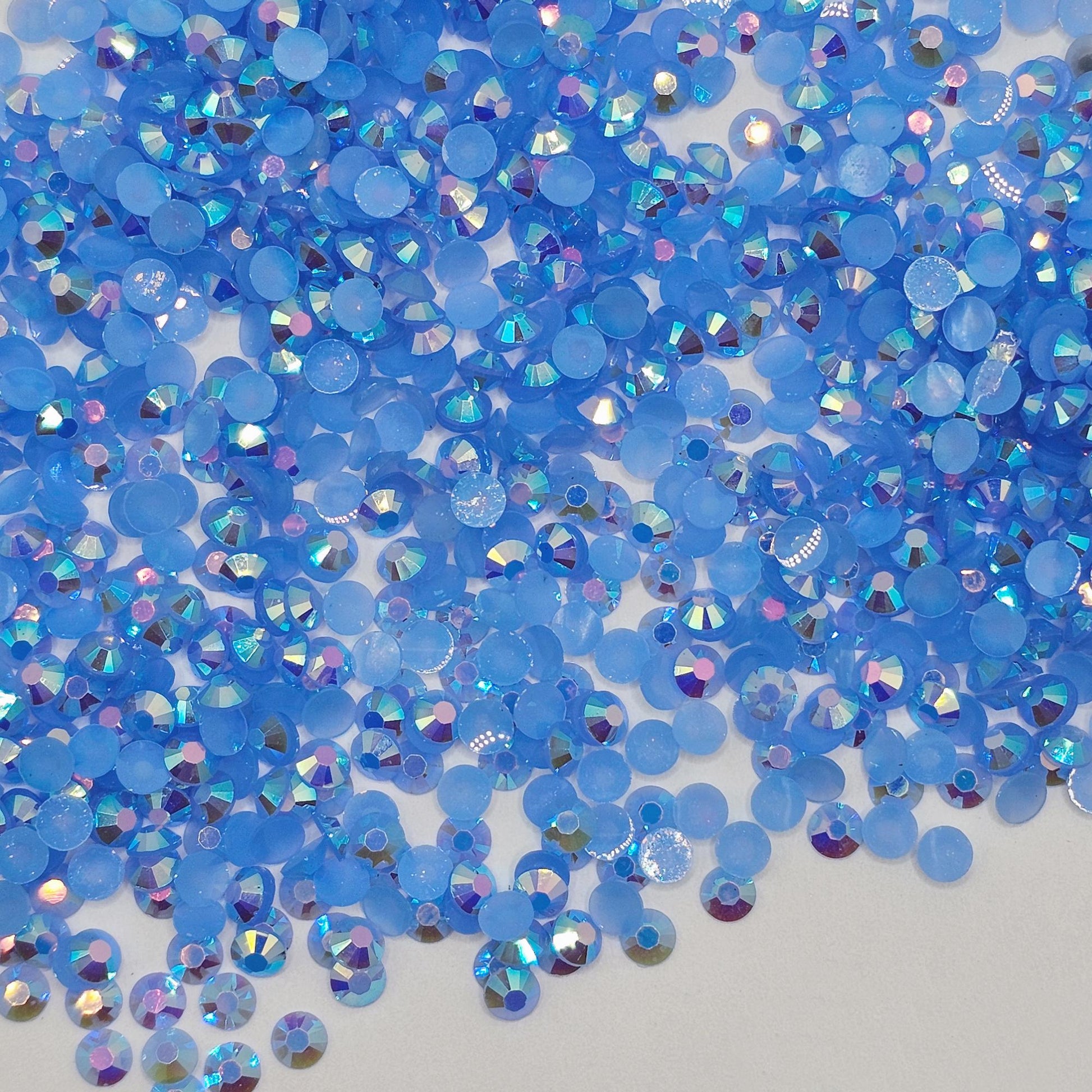 Bulk AB Jelly Flatback Resin Acrylic Rhinestones Non-Hotfix Sky Blue 2mm 3mm 4mm 5mm 6mm