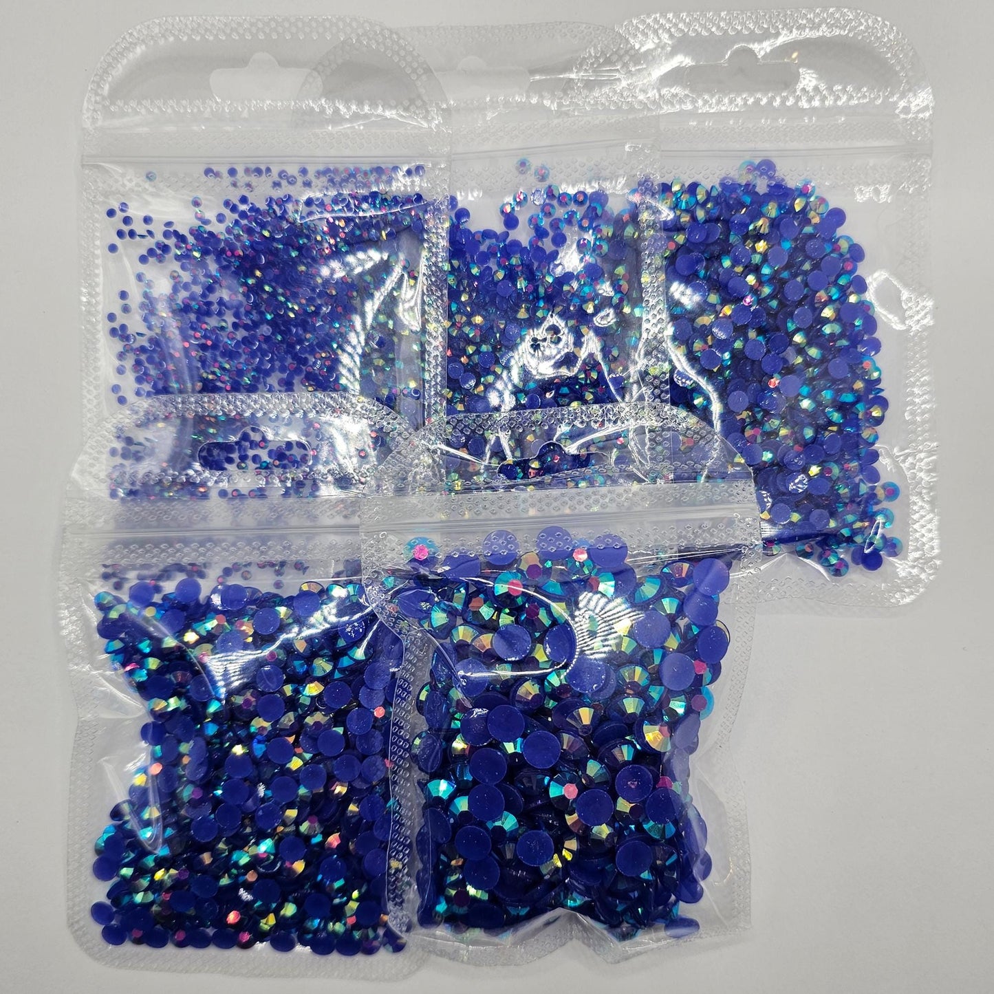 Bulk AB Jelly Flatback Resin Acrylic Rhinestones Non-Hotfix Sapphire Blue 2mm 3mm 4mm 5mm 6mm