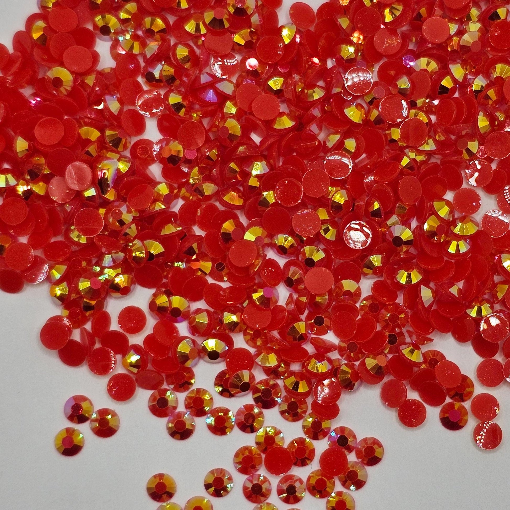Bulk AB Jelly Flatback Resin Acrylic Rhinestones Non-Hotfix Red 2mm 3mm 4mm 5mm 6mm