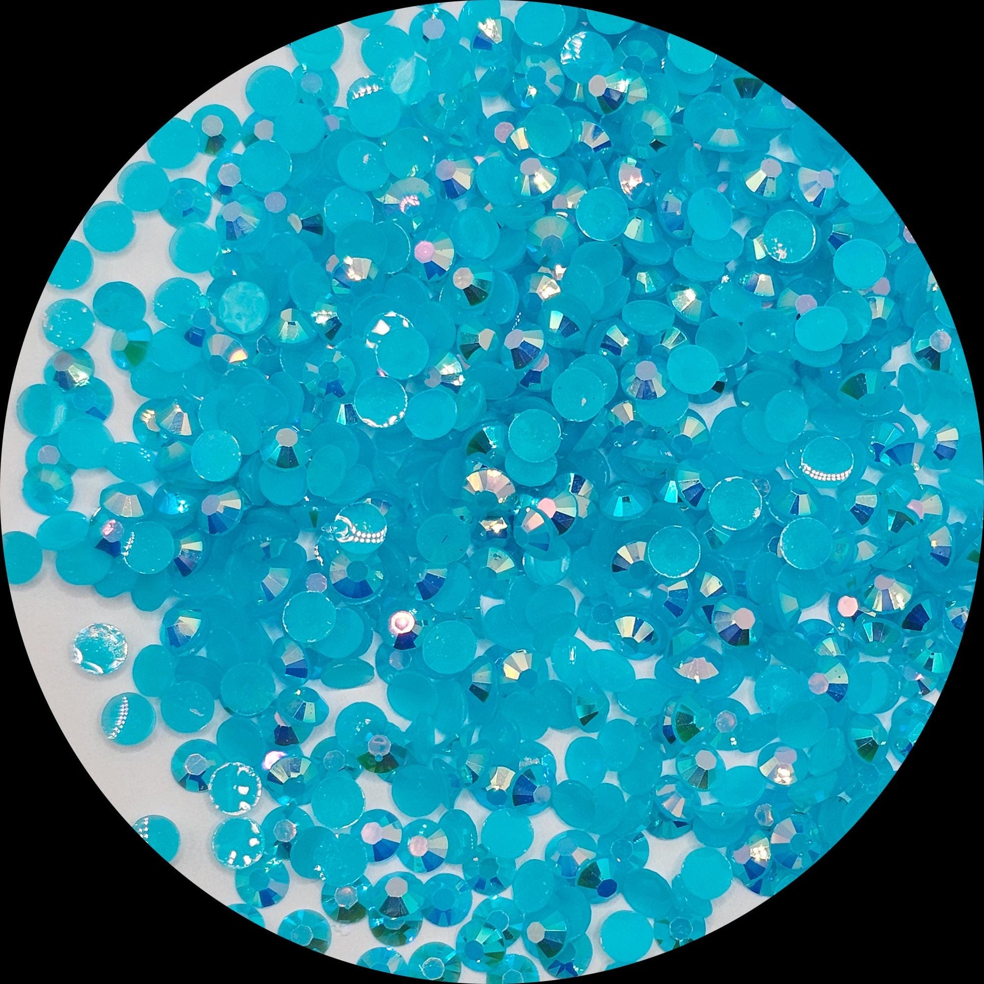 Bulk AB Jelly Flatback Resin Acrylic Rhinestones Non-Hotfix Dark Aqua 2mm 3mm 4mm 5mm 6mm