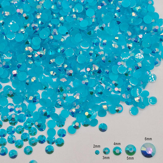 Bulk AB Jelly Flatback Resin Acrylic Rhinestones Non-Hotfix Dark Aqua 2mm 3mm 4mm 5mm 6mm