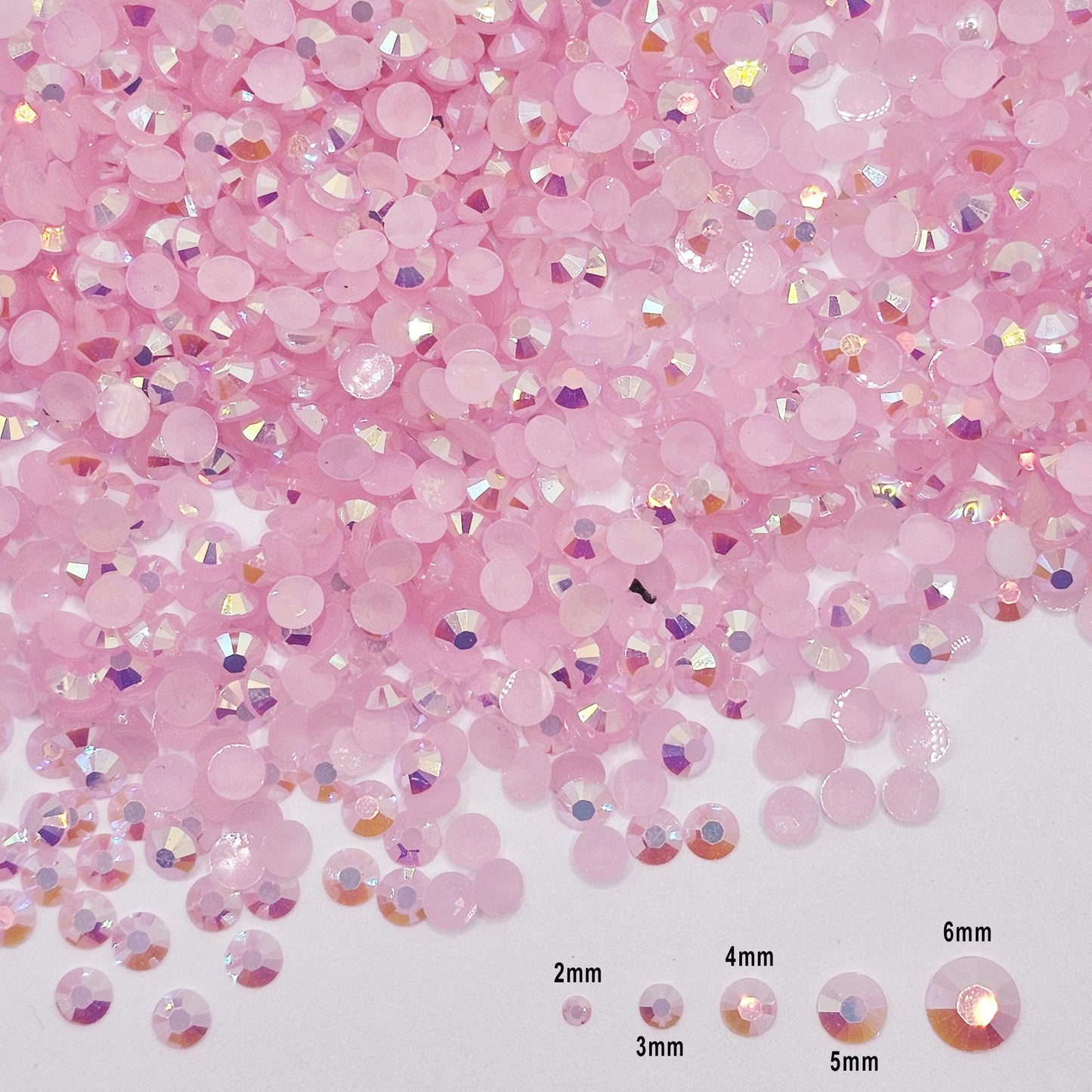 Bulk AB Jelly Flatback Resin Acrylic Rhinestones Non-Hotfix Pink 2mm 3mm 4mm 5mm 6mm