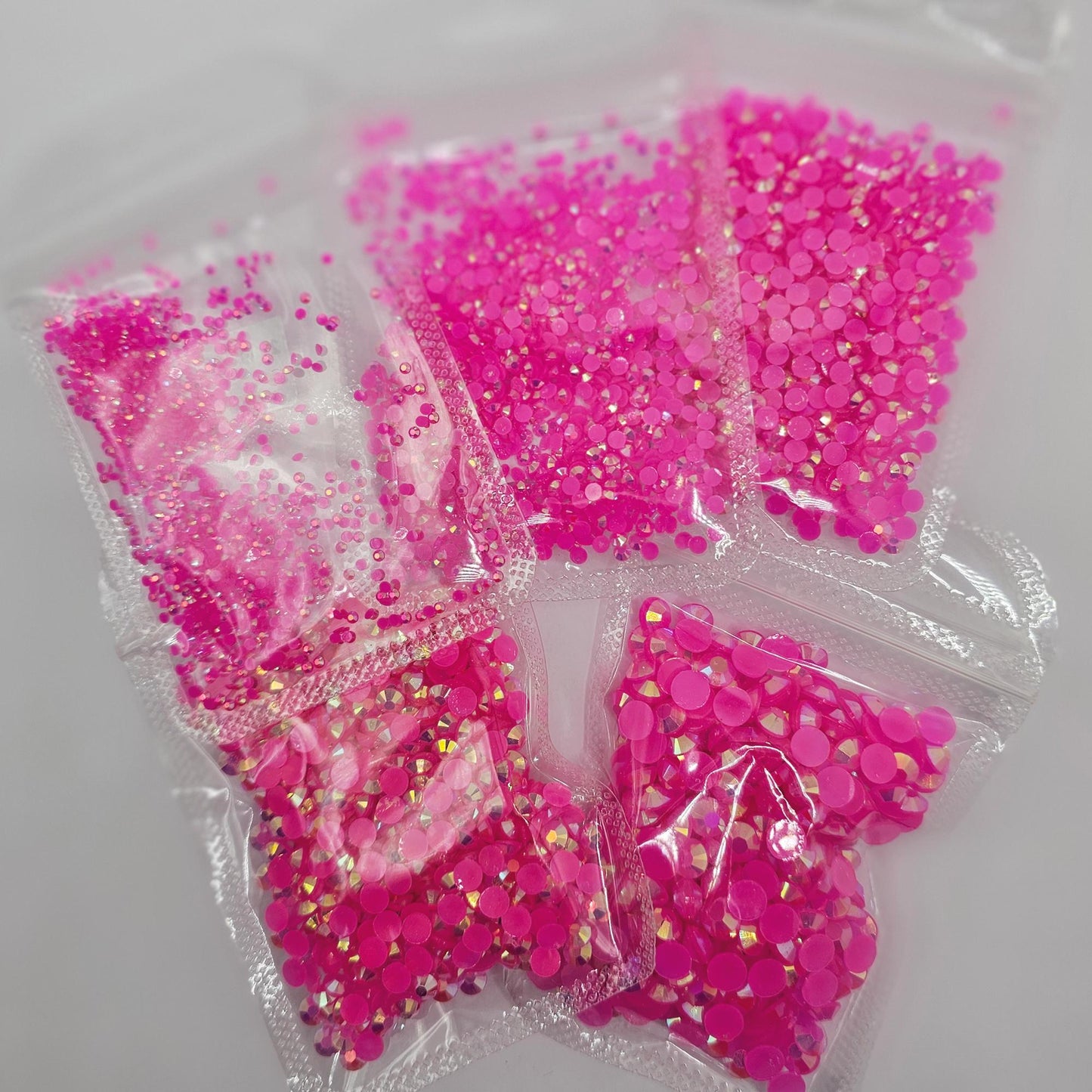 Bulk AB Jelly Flatback Resin Acrylic Rhinestones Non-Hotfix Hot Pink 2mm 3mm 4mm 5mm 6mm