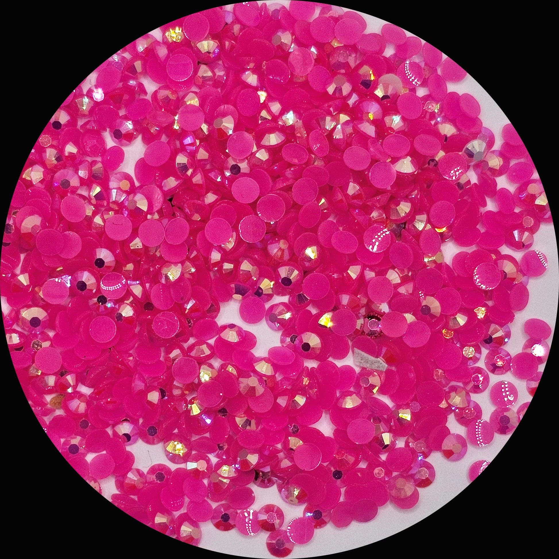 Bulk AB Jelly Flatback Resin Acrylic Rhinestones Non-Hotfix Hot Pink 2mm 3mm 4mm 5mm 6mm