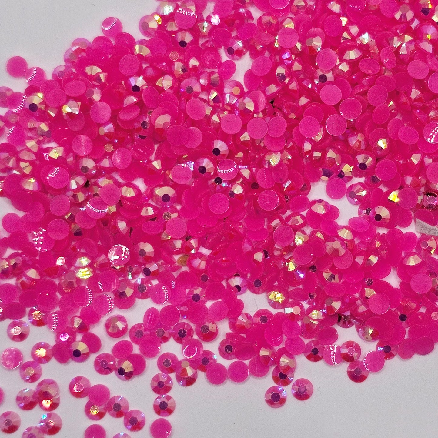 Bulk AB Jelly Flatback Resin Acrylic Rhinestones Non-Hotfix Hot Pink 2mm 3mm 4mm 5mm 6mm