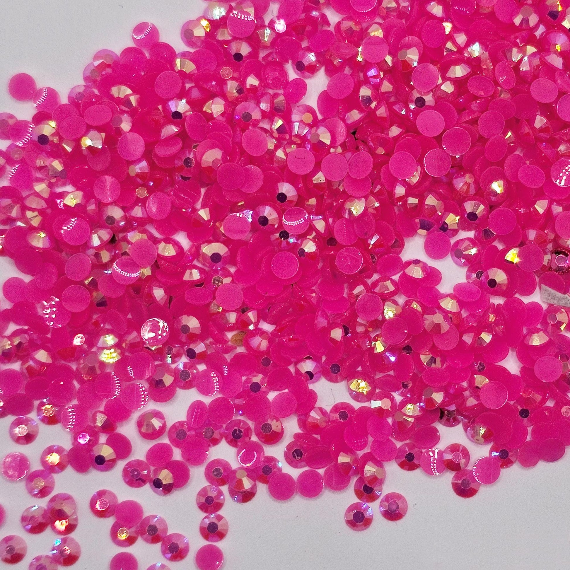 Bulk AB Jelly Flatback Resin Acrylic Rhinestones Non-Hotfix Hot Pink 2mm 3mm 4mm 5mm 6mm
