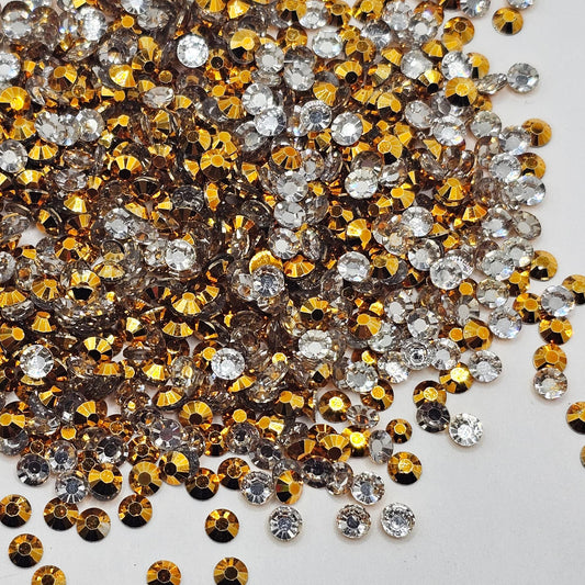 Bulk AB Jelly Flatback Resin Acrylic Rhinestones Non-Hotfix Metallic Gold 2mm 3mm 4mm 5mm 6mm
