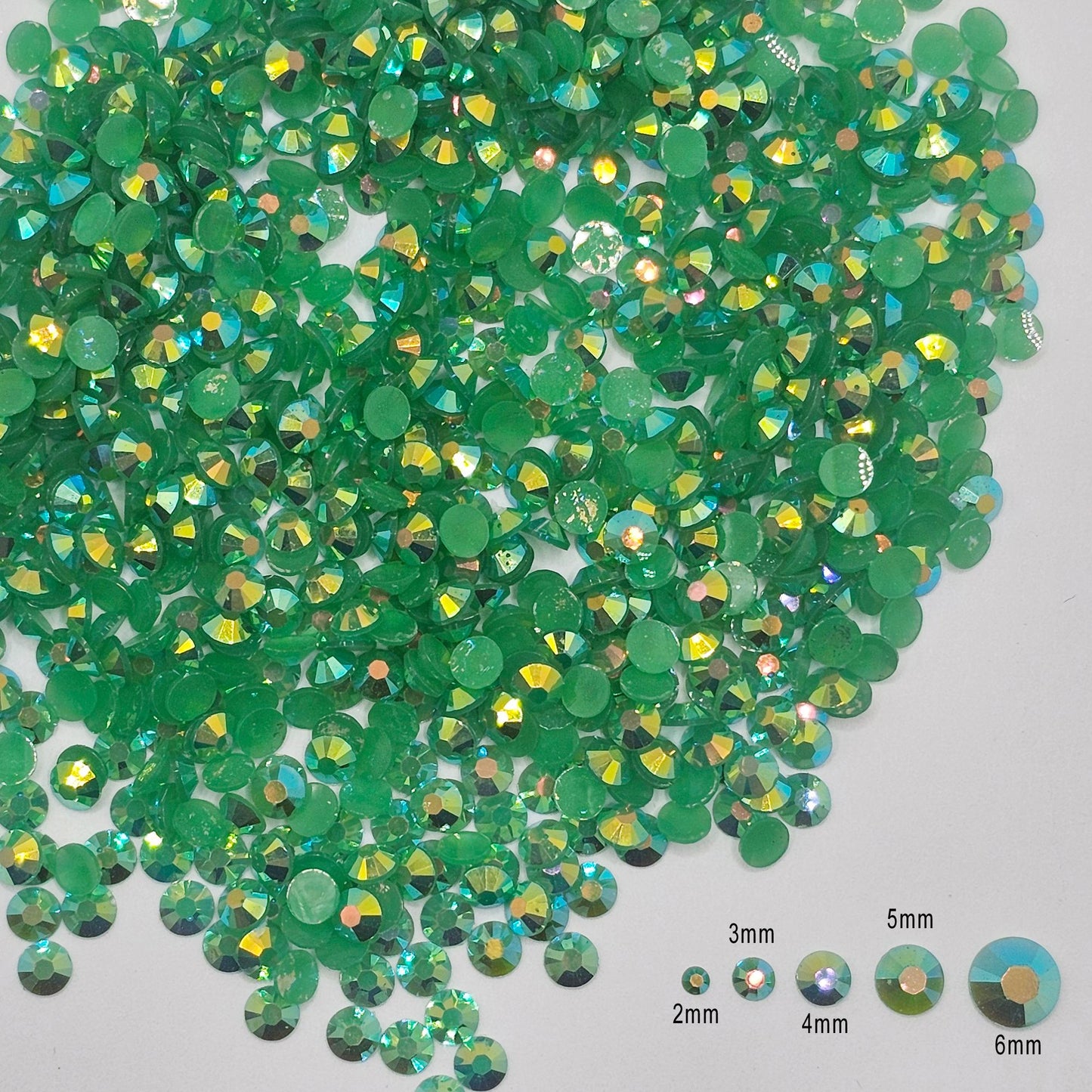 Bulk AB Jelly Flatback Resin Acrylic Rhinestones Non-Hotfix Emerald Green 2mm 3mm 4mm 5mm 6mm