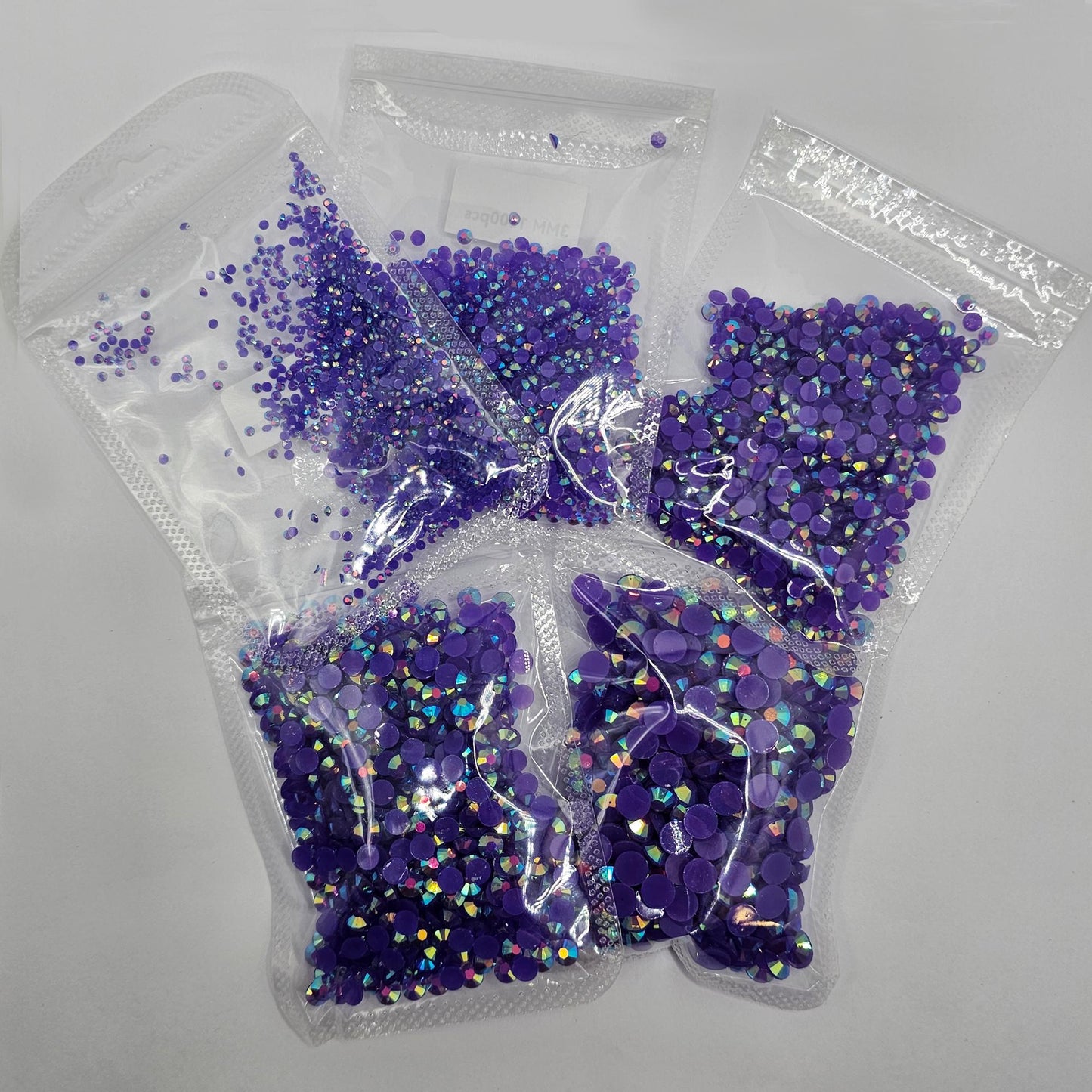 Bulk AB Jelly Flatback Resin Acrylic Rhinestones Non-Hotfix Dark Purple 2mm 3mm 4mm 5mm 6mm