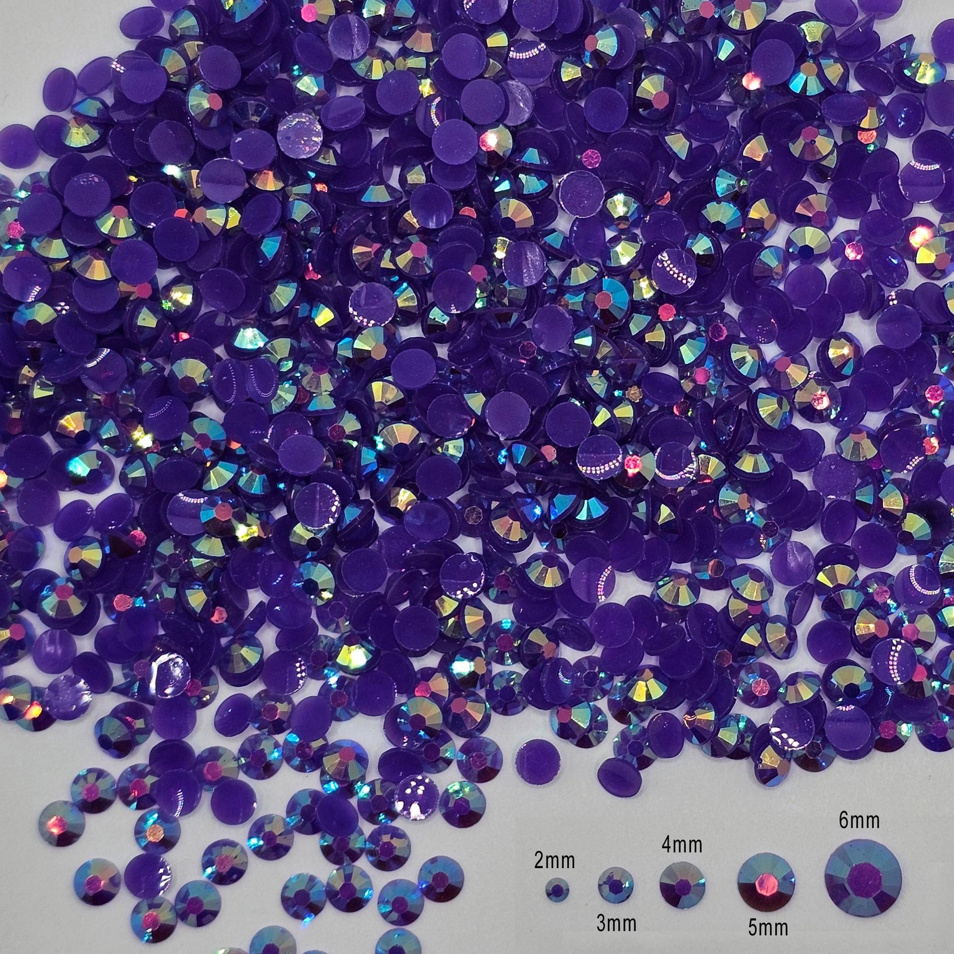 Bulk AB Jelly Flatback Resin Acrylic Rhinestones Non-Hotfix Dark Purple 2mm 3mm 4mm 5mm 6mm
