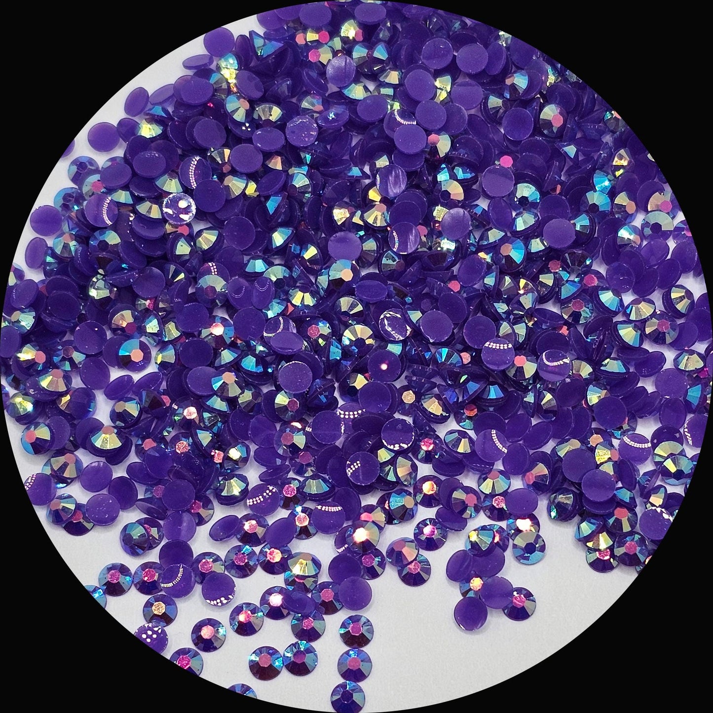 Bulk AB Jelly Flatback Resin Acrylic Rhinestones Non-Hotfix Dark Purple 2mm 3mm 4mm 5mm 6mm