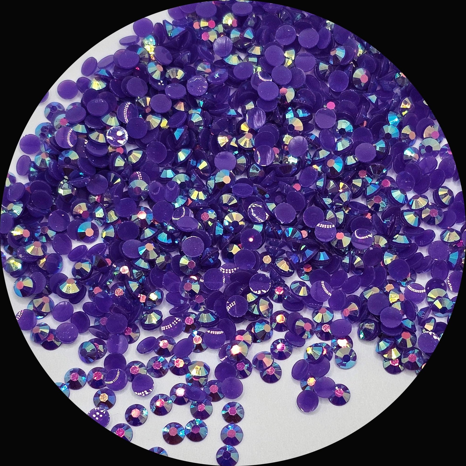 Bulk AB Jelly Flatback Resin Acrylic Rhinestones Non-Hotfix Dark Purple 2mm 3mm 4mm 5mm 6mm