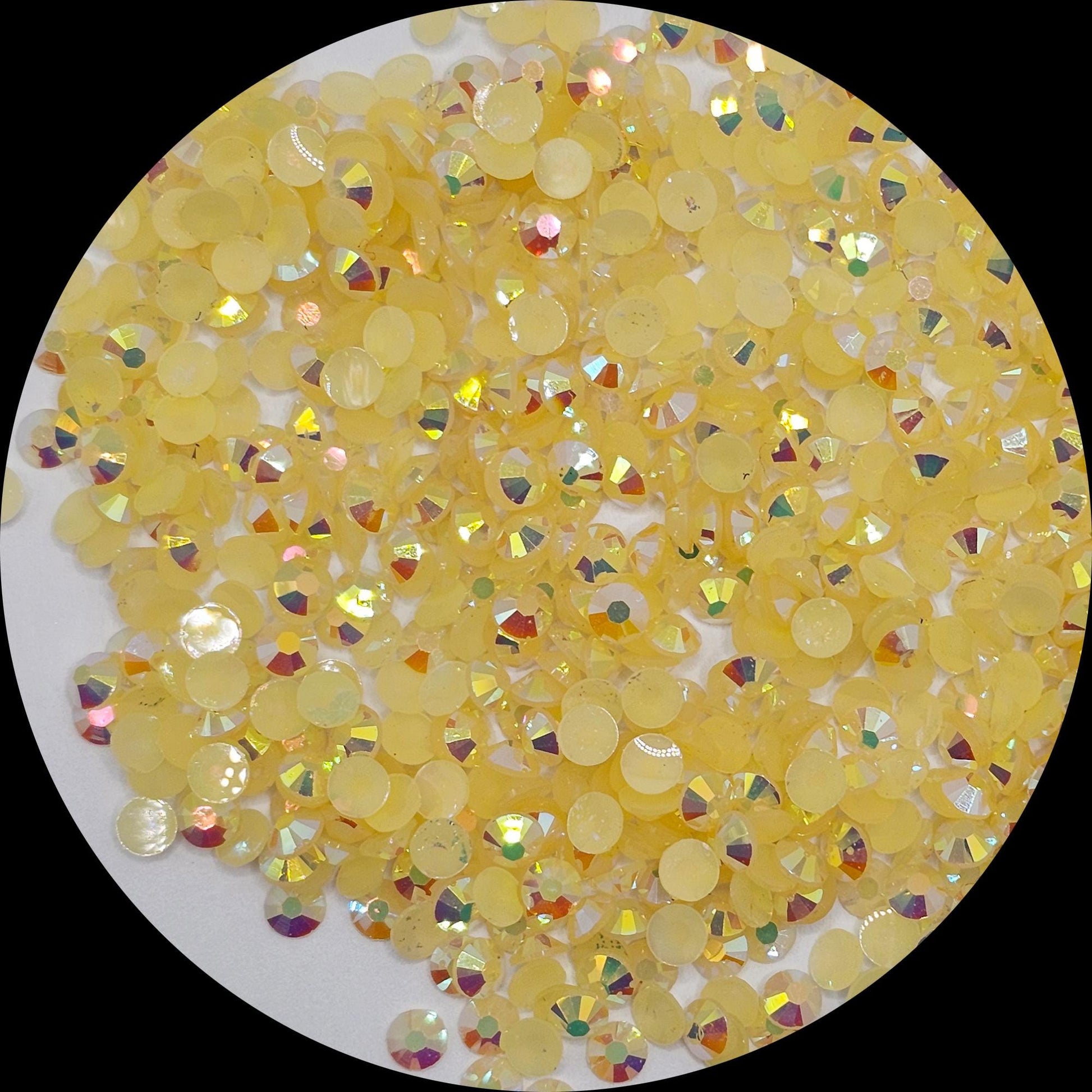 Bulk AB Jelly Flatback Resin Acrylic Rhinestones Non-Hotfix Light Yellow 2mm 3mm 4mm 5mm 6mm